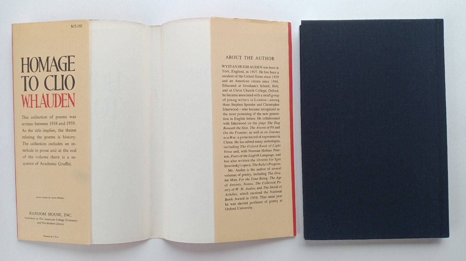 Homage to Clio (1st edition, later printing) by W. H. Auden (Random House, 1960)
