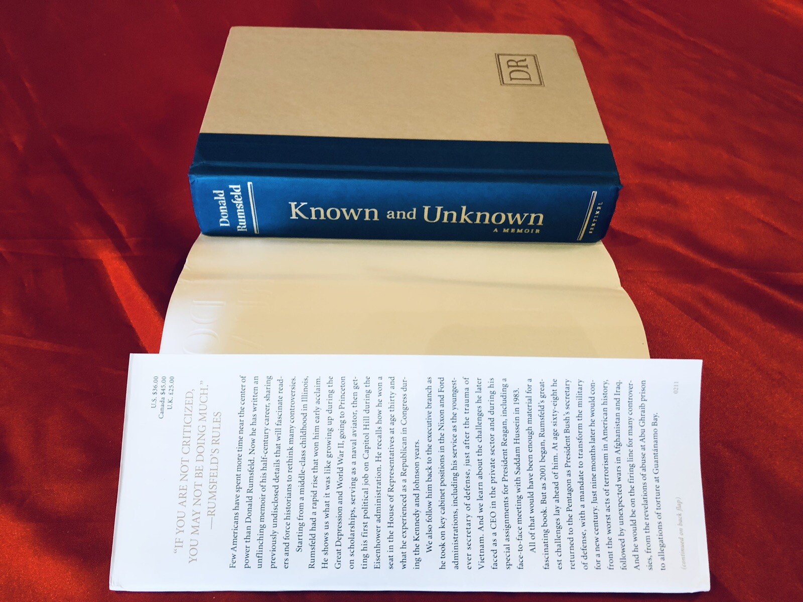 Donald Rumsfeld 1st/1st Known and Unknown – Autobiography Very Good