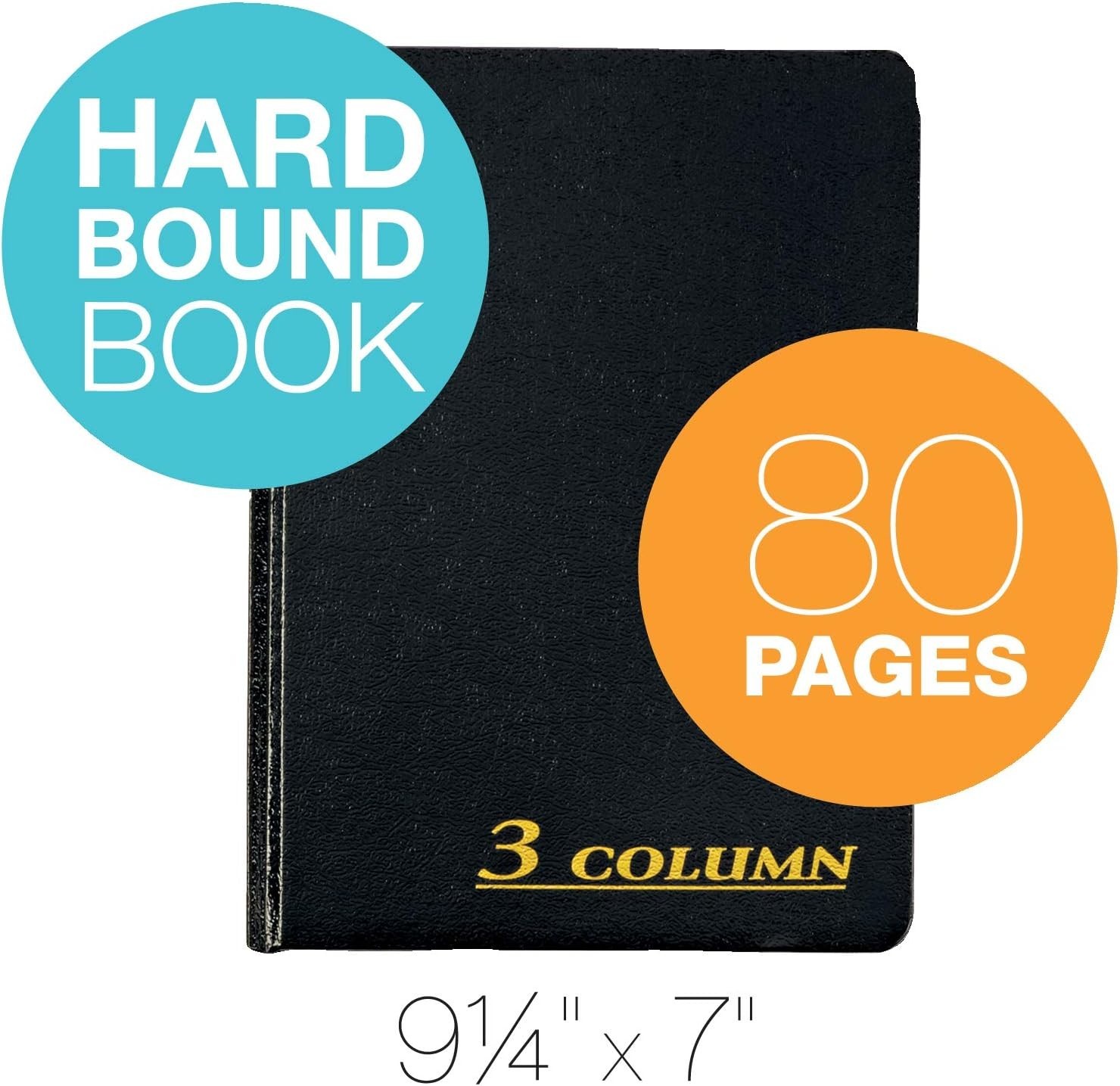 Durable 7 x 9.25 Inch Account Book – 80 Sequentially Numbered Pages, Black Cloth