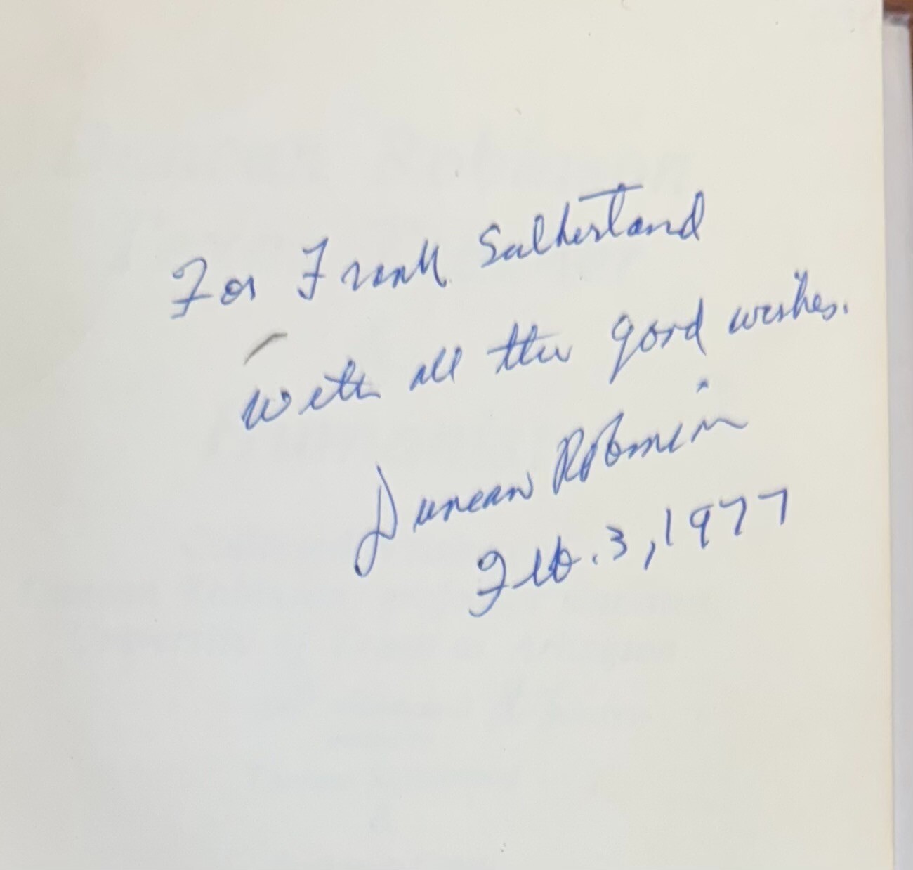 Duncan Robinson: Texas Teacher & Humanist Signed 1976 Hardcover 1st. Ed.