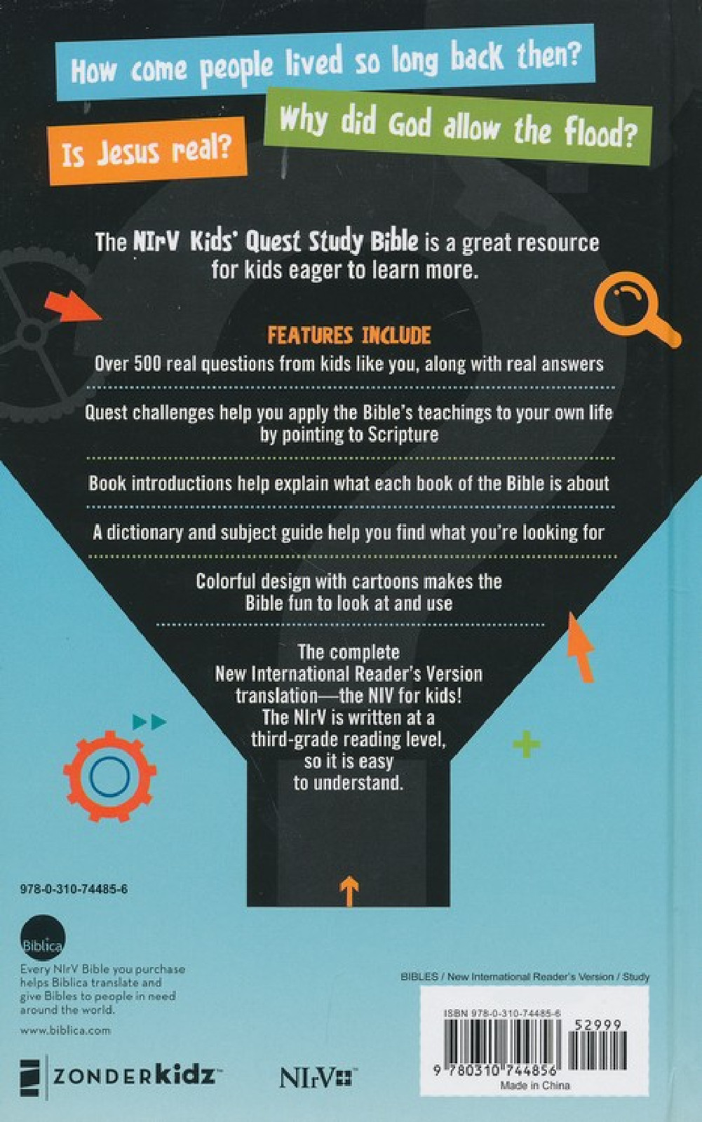 NIrV Kids’ Quest Study Bible Answers to 500 Questions BRAND NEW in Shrink Wrap!!