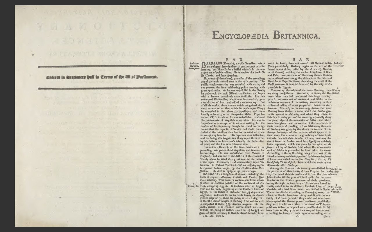 ENCYCLOPEDIA BRITANNICA, 1797 3rd Edition, all 18 Volumes, eBook on USB