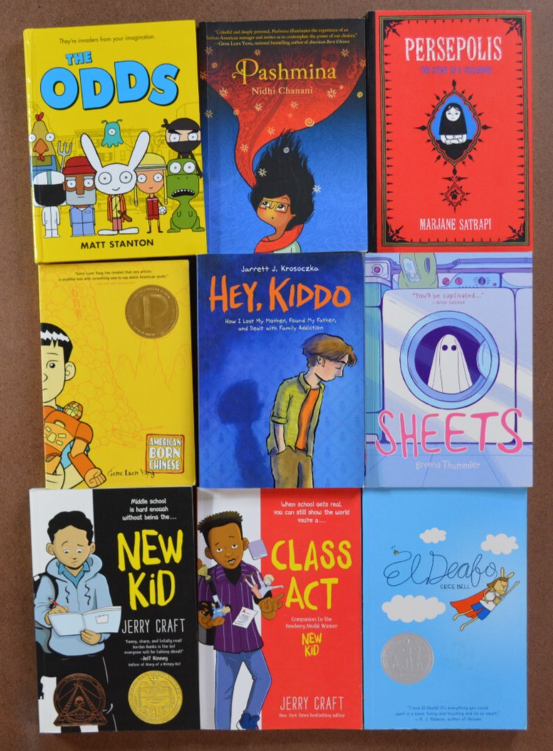 Lot of 9 Kids Graphic Novels – New Kid, El Deafo, Pashmina, Persepolis G3