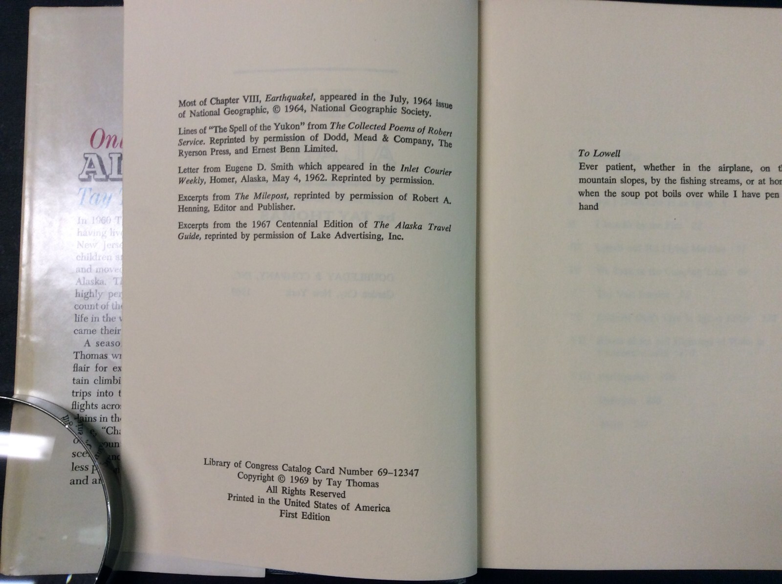 Only in Alaska Hardcover Book by Tay Thomas 1969 252 pages (Very Good)