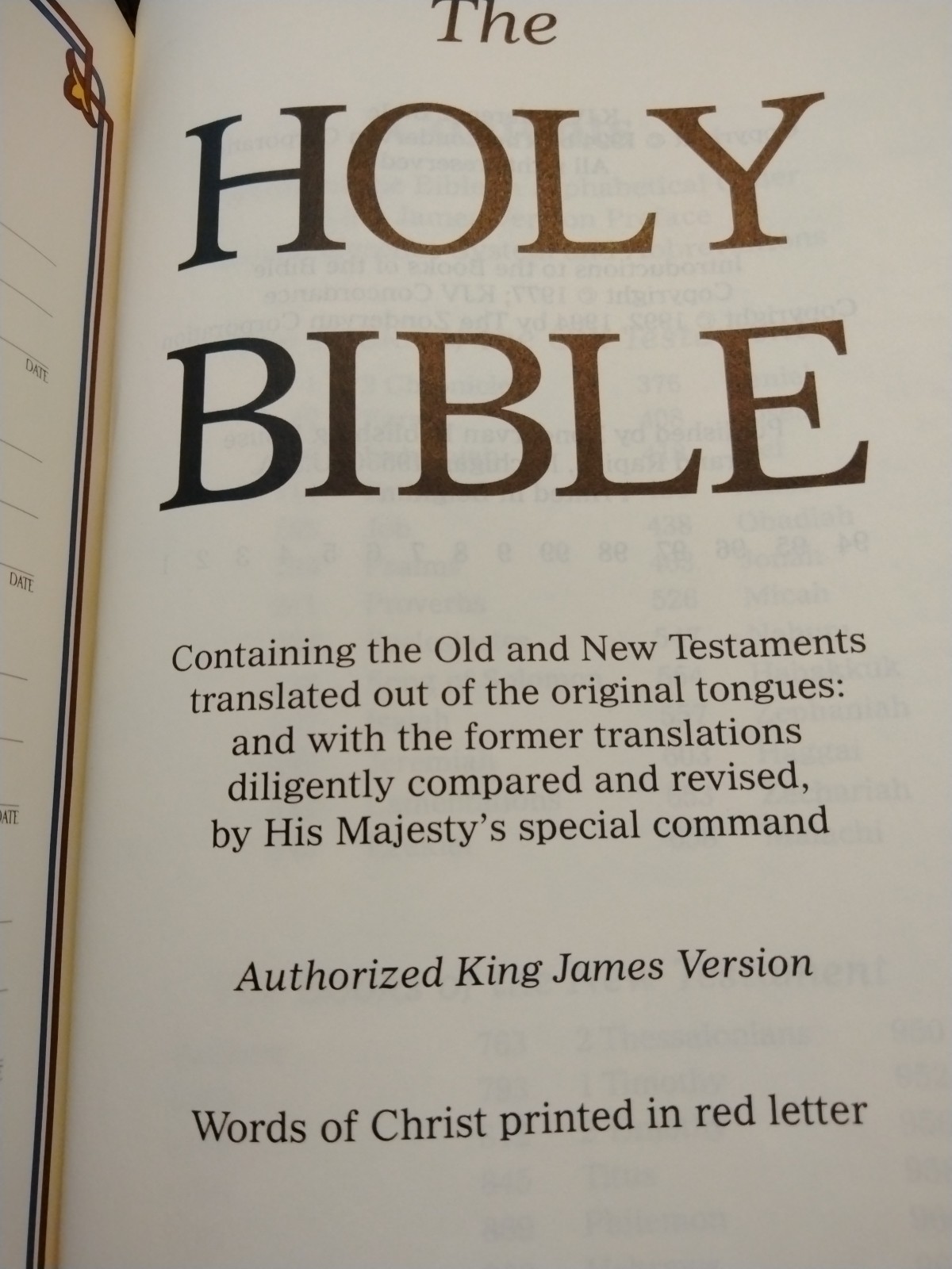 Holy Bible Bonded Leather KJV Christ In Red Ref Concordance Zondervan 1994