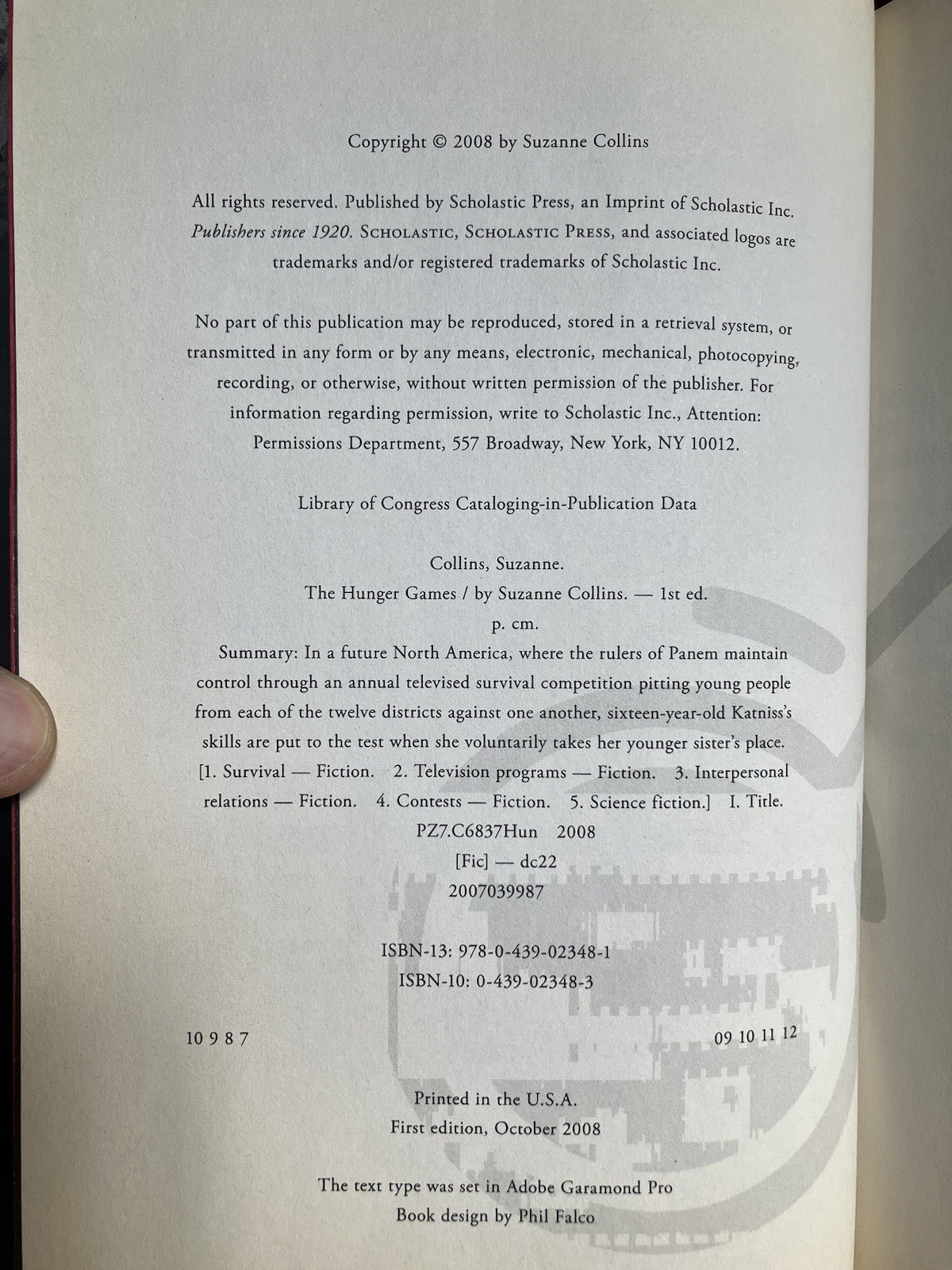 Hunger Games First Edition Book HC DJ Pls Read