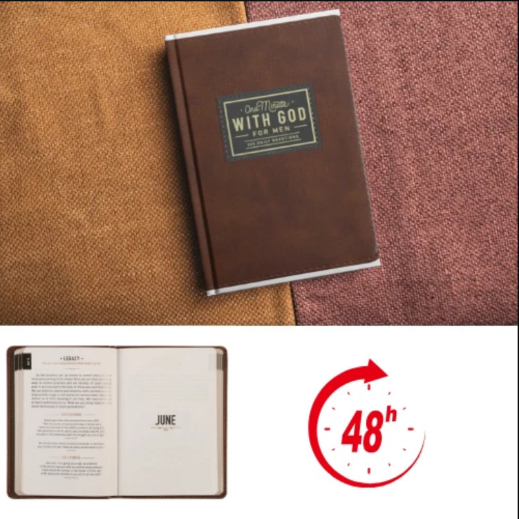 One Minute with God for Men 365 Daily Devotions Brown Faux Leather Gift