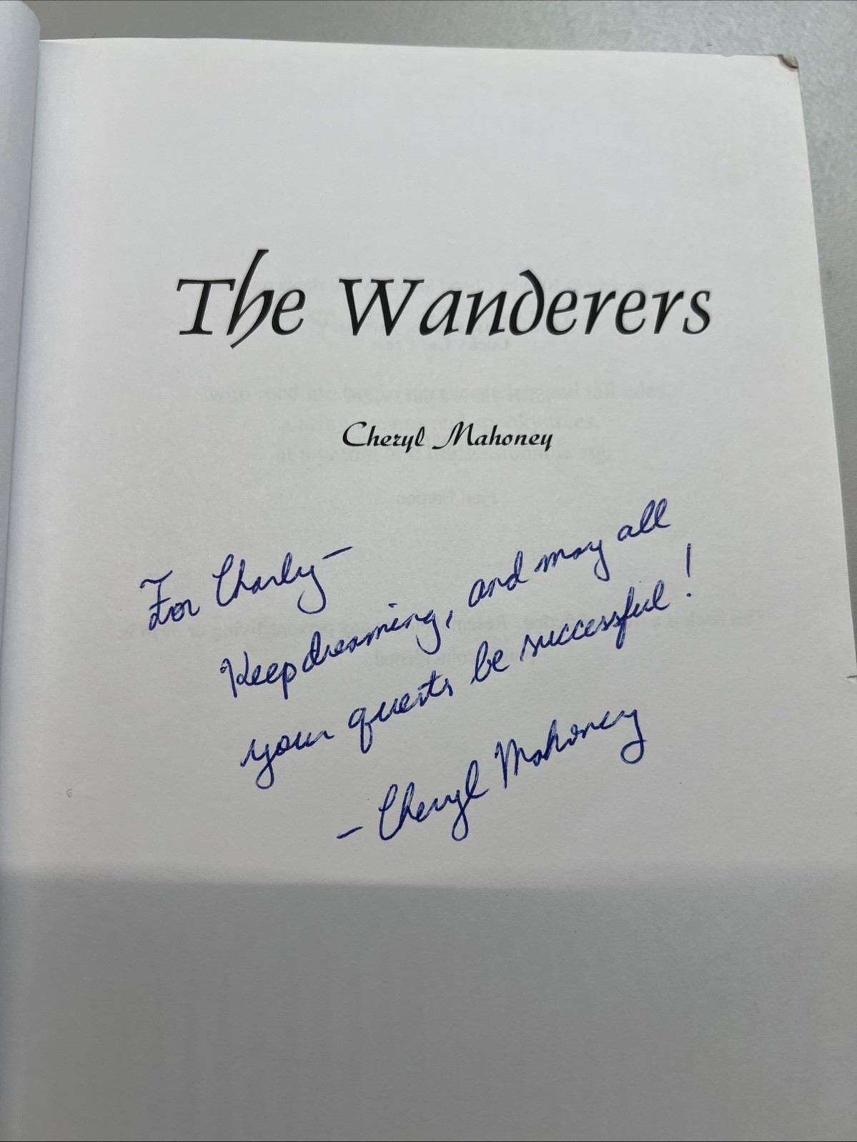 THE WANDERERS By Cheryl Mahoney Signed