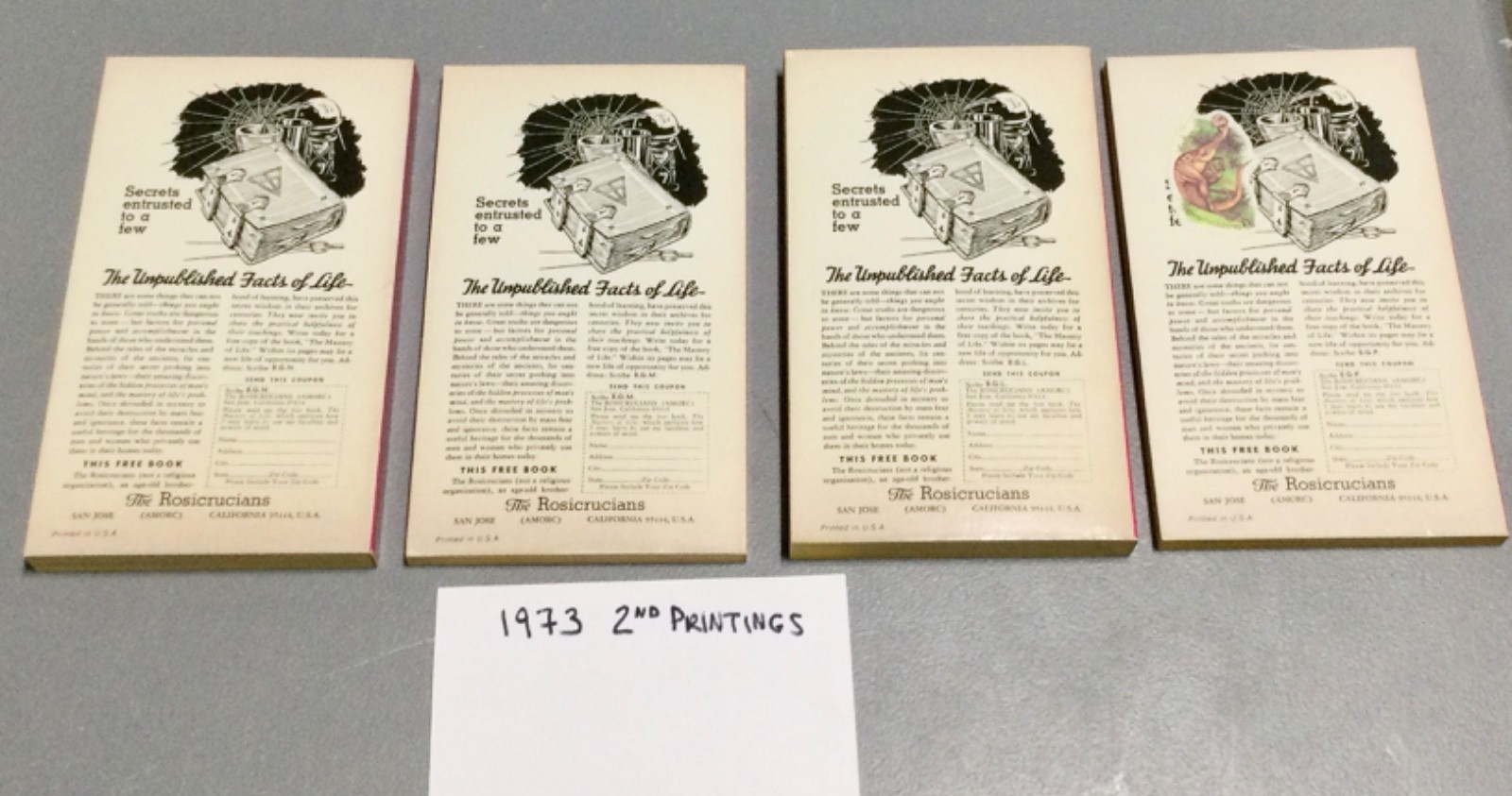 4 Arco Occult Zolar 1973 Pristine Paperbacks: Black Magic, Astrology, Hypnotism