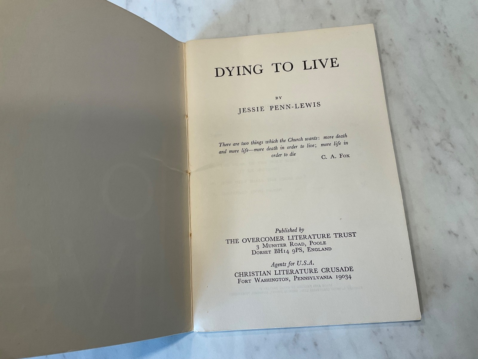 Dying to Live by Jessie Penn Lewis Keswick