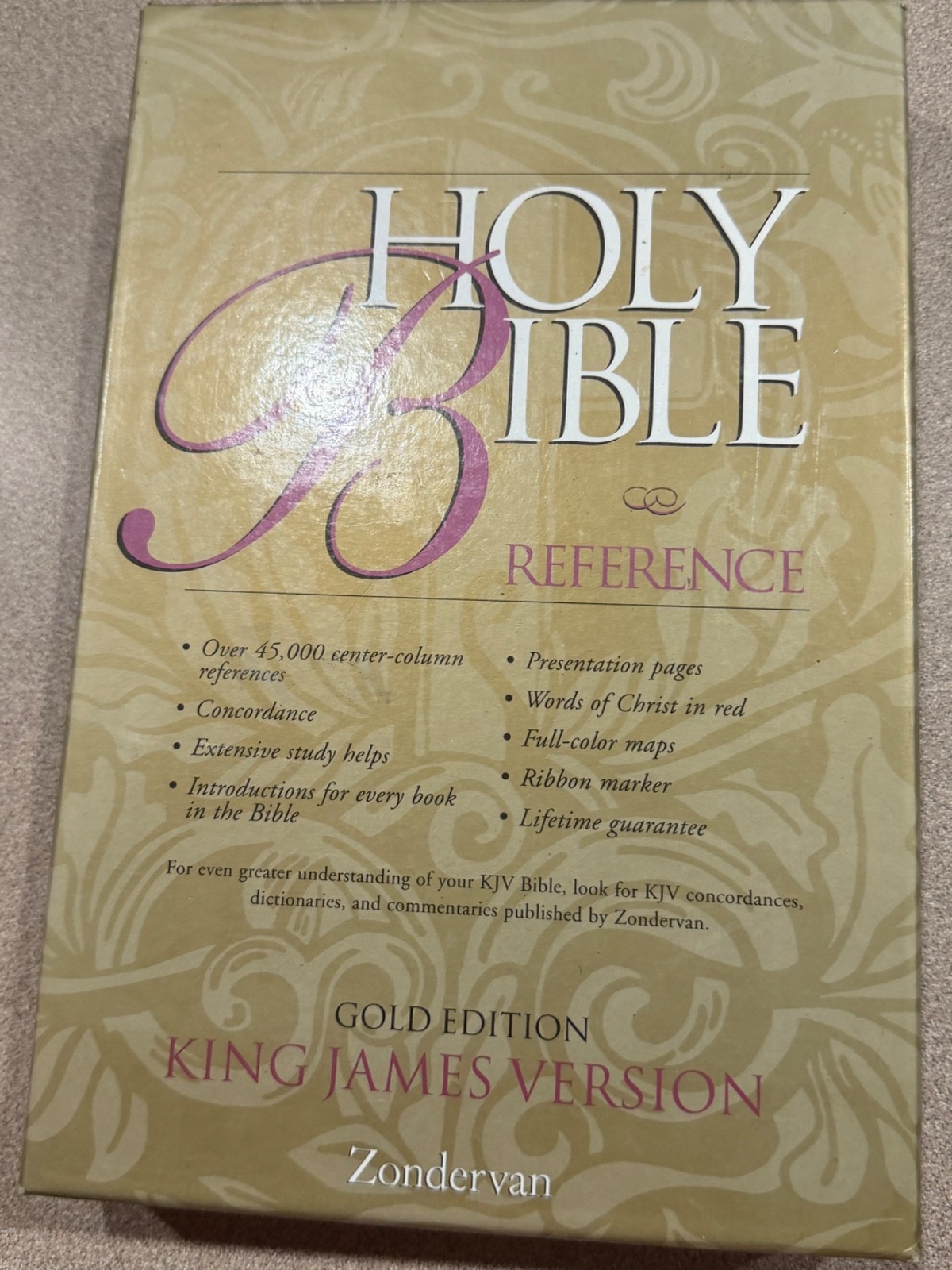 Holy Bible KJV Reference Gold Edition Zondervan Burgundy Leather In Box Sealed