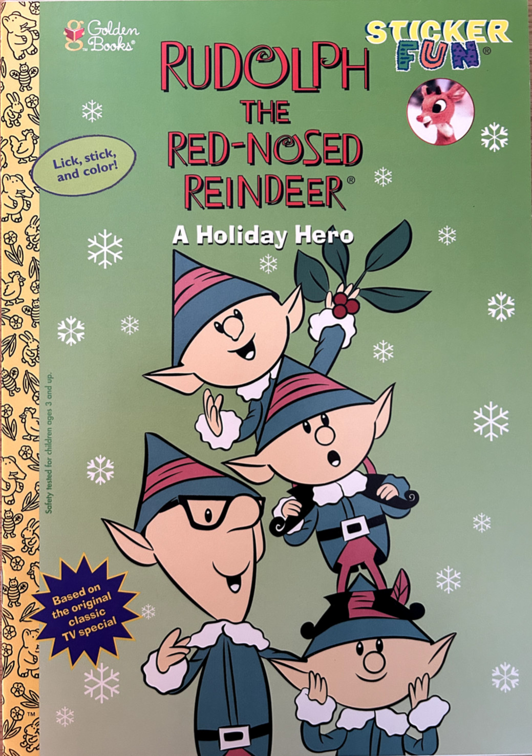 RUDOLPH THE RED-NOSED REINDEER Golden Books STICKER FUN Rare 1997 Unused MINT!