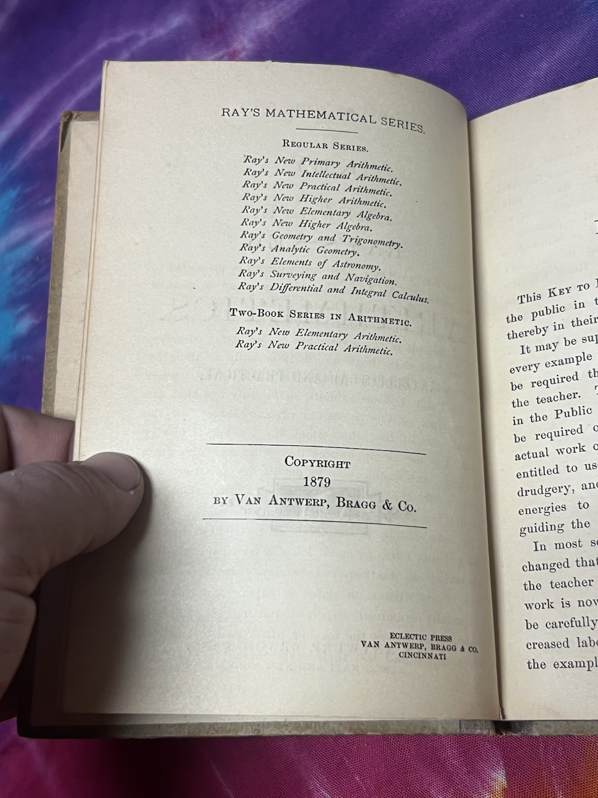 Mott Media Key to Ray’s New Arithmetic hardback 1879