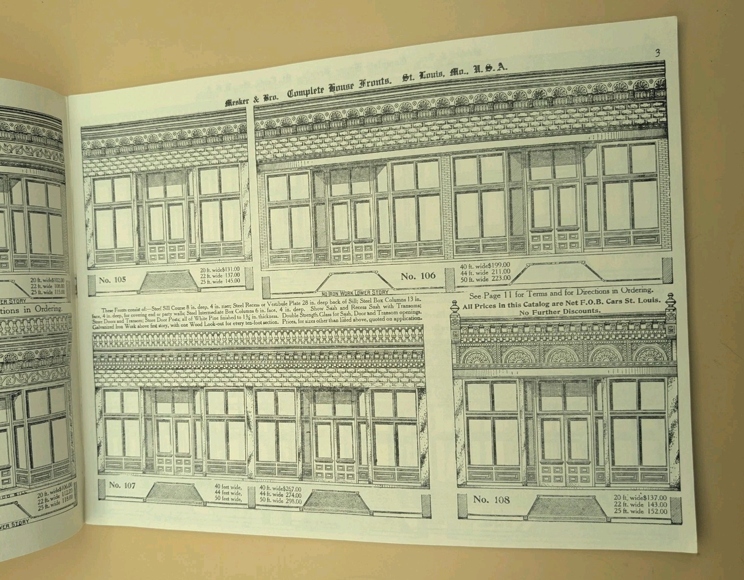 Barn Find Reprint of Early 1900’s Mesker & Bro. Catalog House Fronts Iron Jails