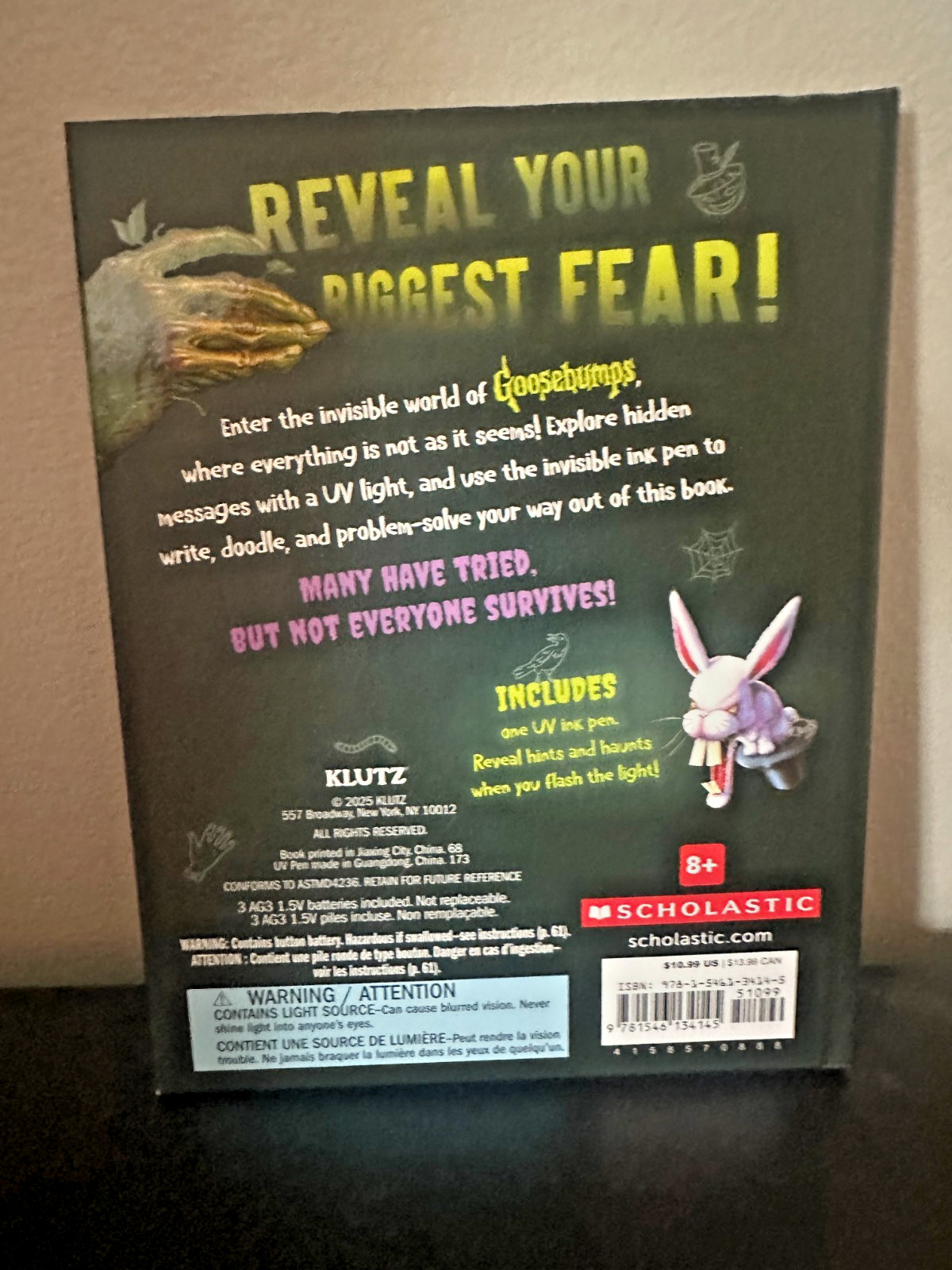 Goosebumps Haunted Ink Activity Book, Hardcover by Editors of Klutz (COR) UV Pen