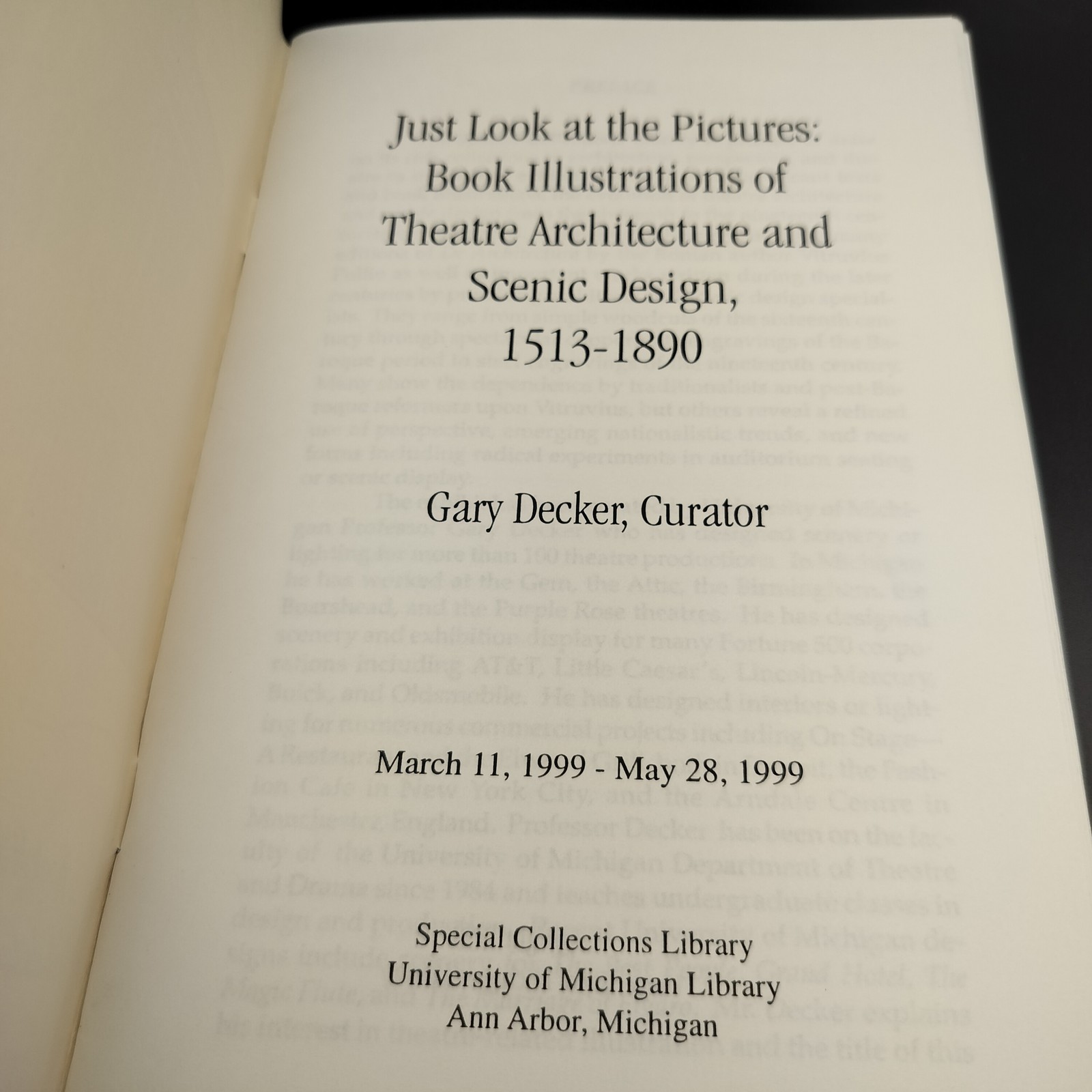 Just Look at the Pictures Theatre Architecture & Scenic Design 1513-1890 Gary