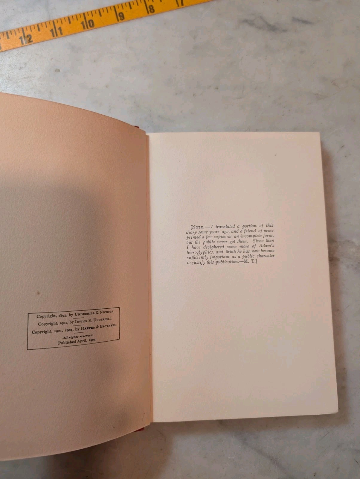 1904 Mark Twain Extracts From Adam’s Diary Vintage Hardcover Book