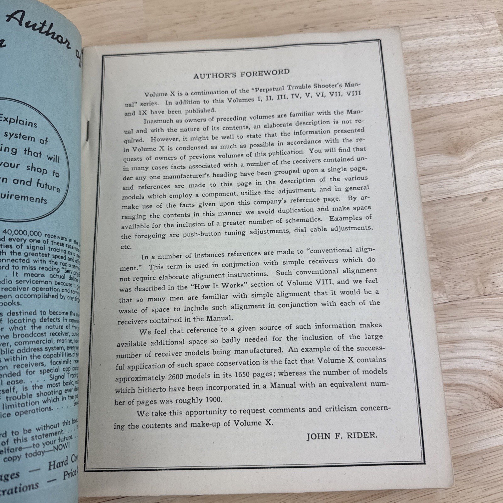 Complete Index For Perpetual Trouble Shooter’s Manuals 1939 John Rider Vlms 1-10