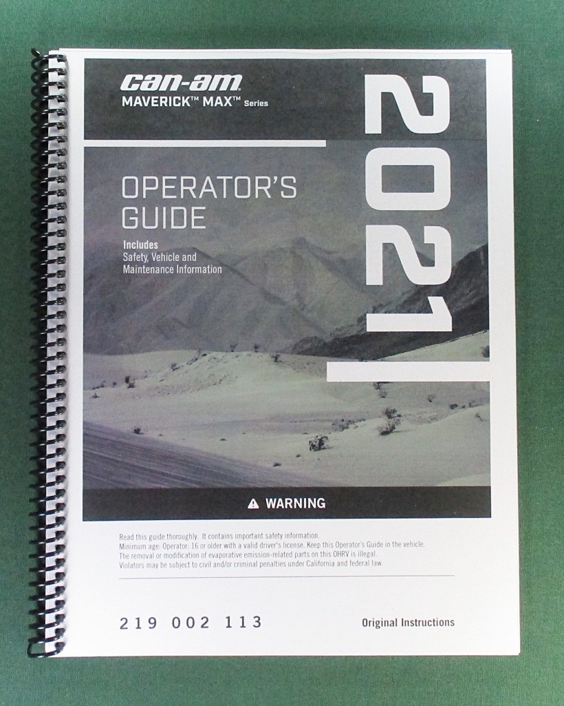 2021 Can-Am Maverick MAX X rs 900 Ace Turbo RR Owner’s Manual W/ Clear Covers