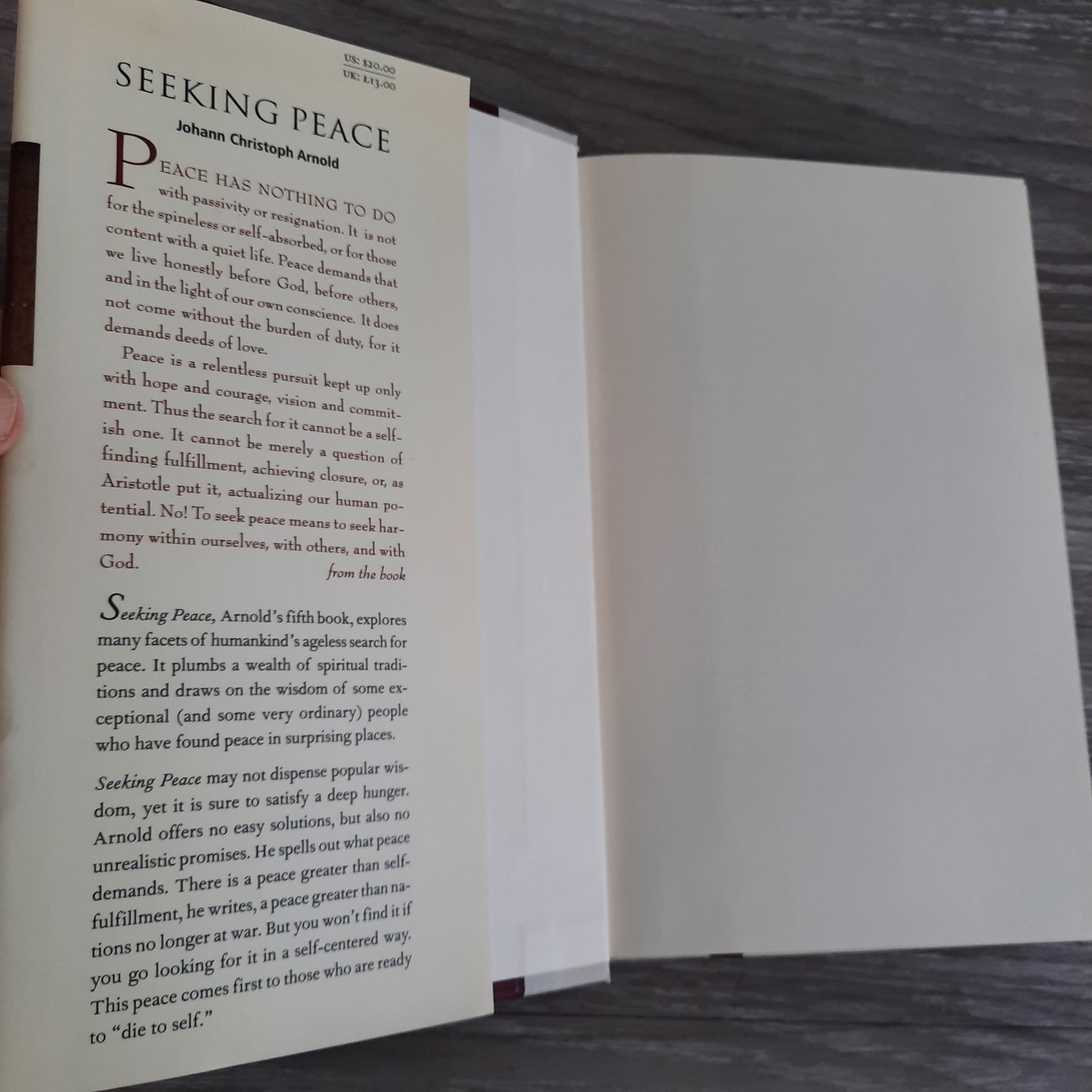 Seeking Peace Johann Christoph Arnold 1998 Spirituality Plough Publishing House