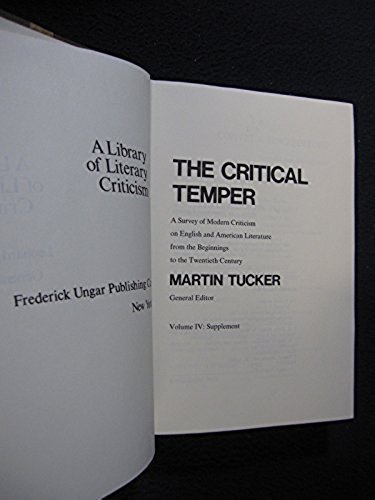 Critical Temper Vol. 4 [Sep 01, 1979] Tucker, Martin Modern Survey Literature
