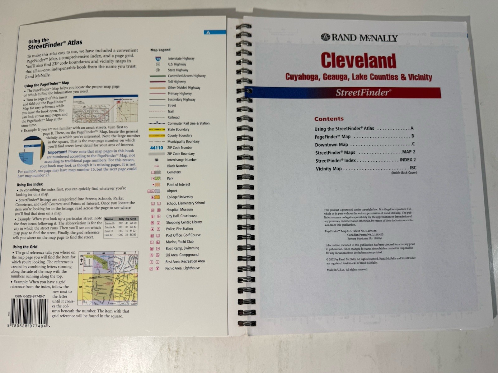 Cleveland Ohio Street Guide 2002 Rand McNally Atlas OH Road Map Streetfinder