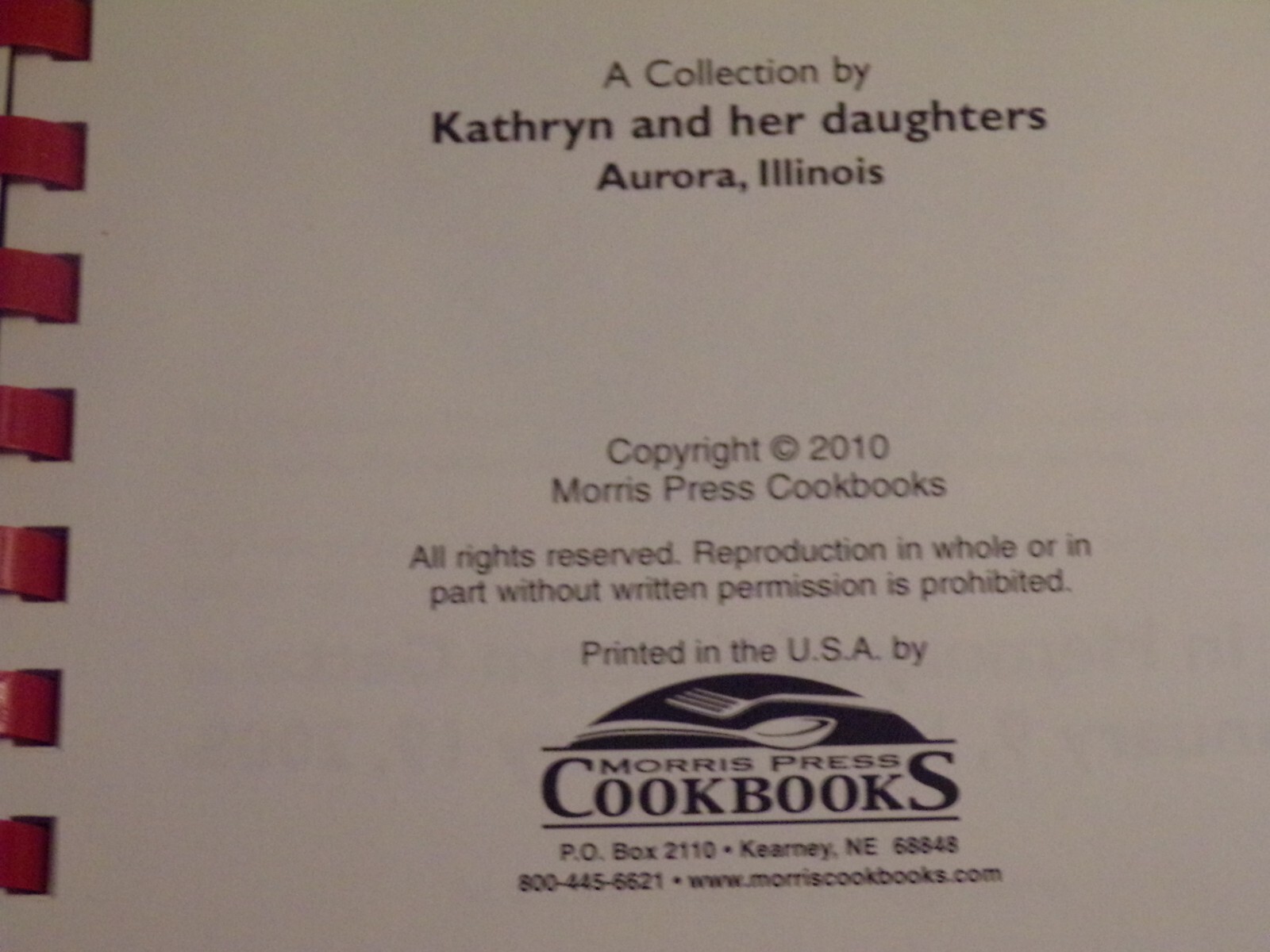 Morris Press Cook Book “Recipes From Home”