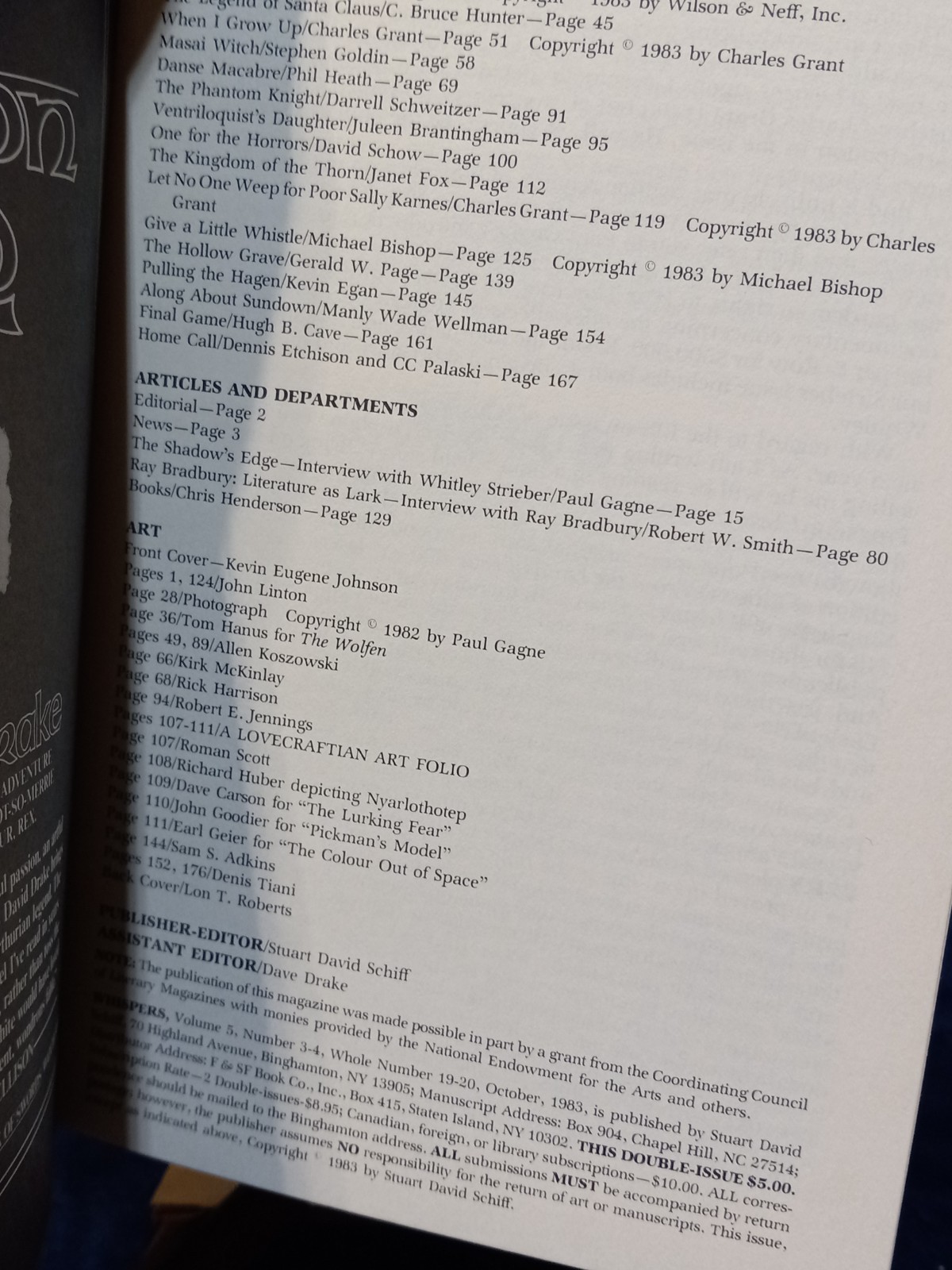 Whispers Fanzine #19-20 October 1983 Fantasy Horror Science Fiction