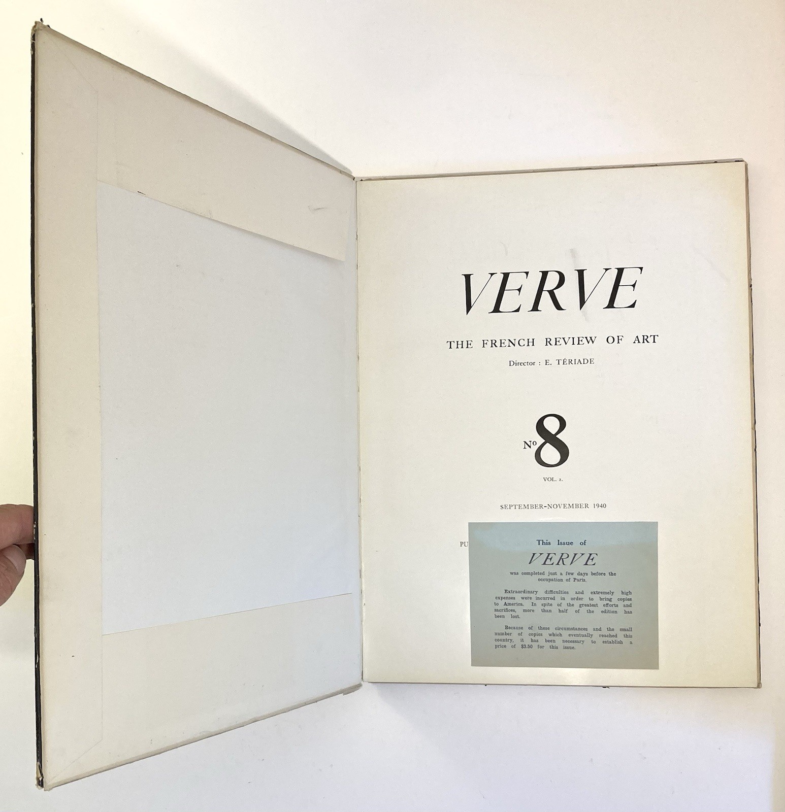 VERVE Reveue Artistique et Littéraire N° 8 Vol. II MATISSE MIRÓ BONARD BRAQUE