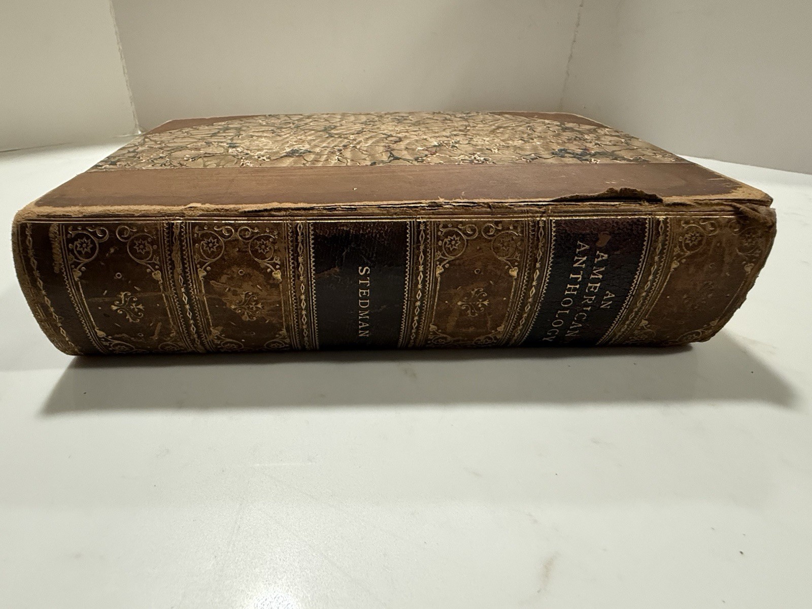 An American Anthology- Stedman 1906 Poetry 1787-1900 Poe Longfellow Leather Gilt