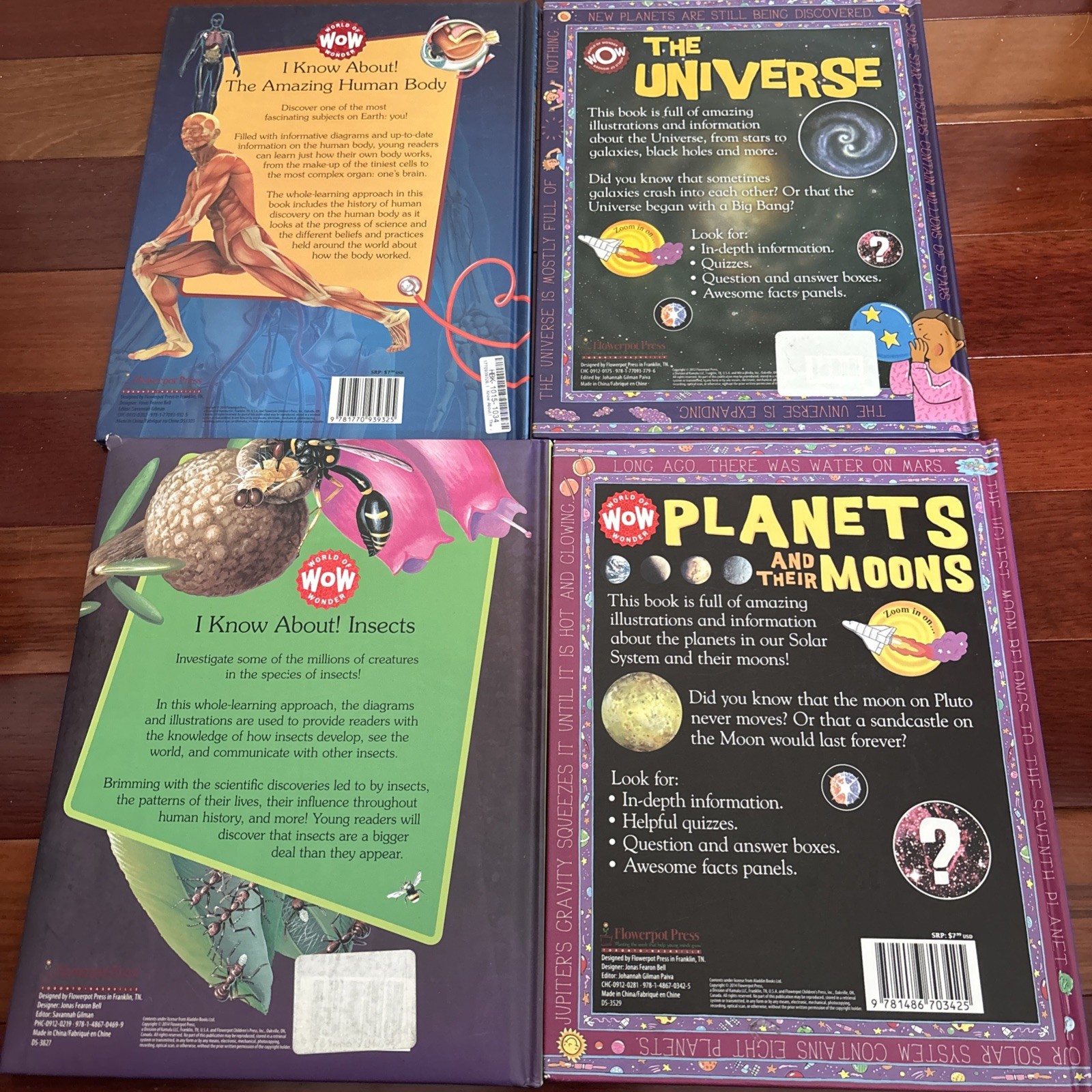 World of Wow, Set Of 4 Books, Body, Insects, Universe, Planets