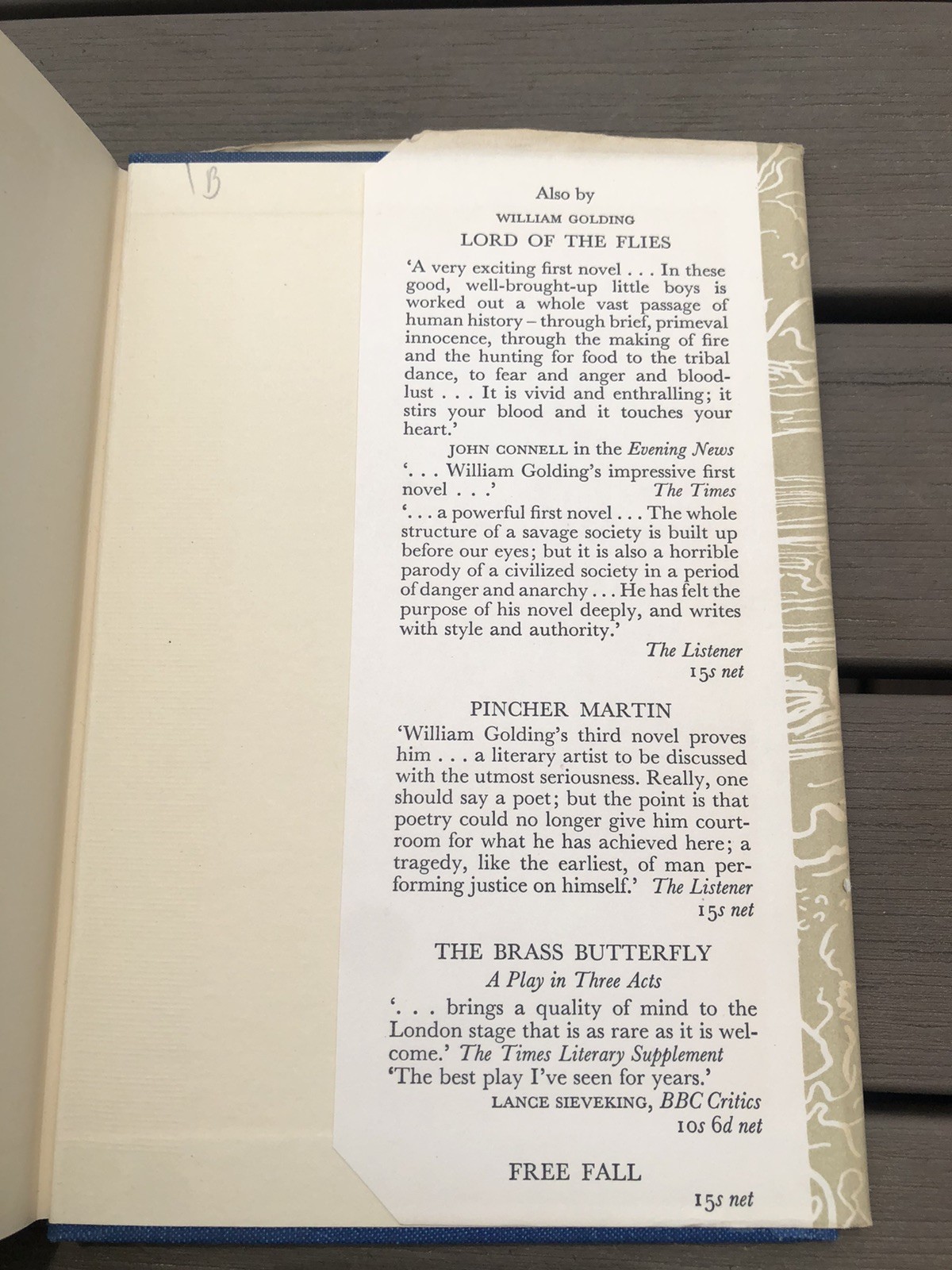 THE INHERITORS by William Golding – 1st Edition 2nd Impression 1955 Hardcover