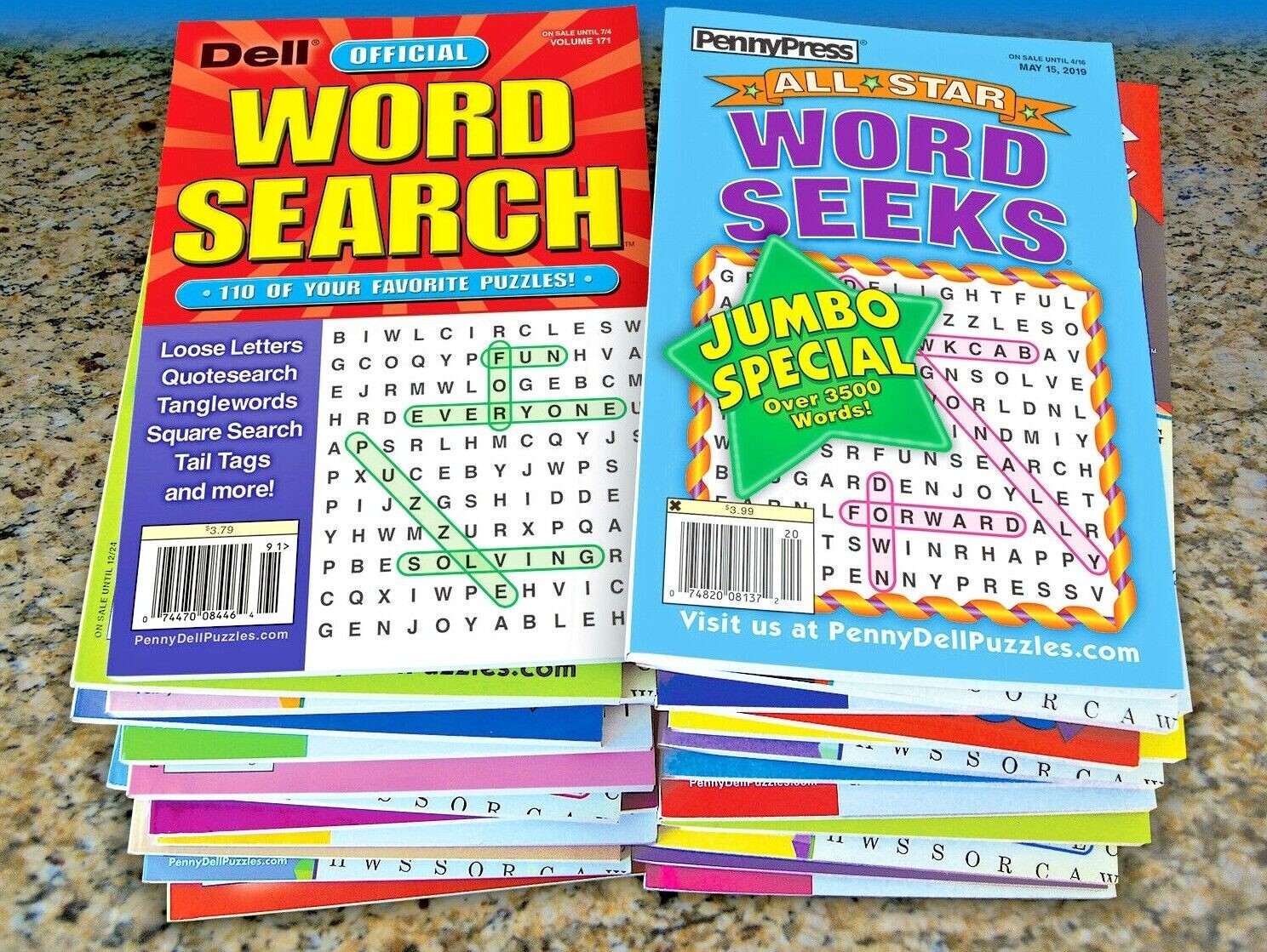 Lot of 10 Penny Press Dell Word Seek Search Puzzle Books