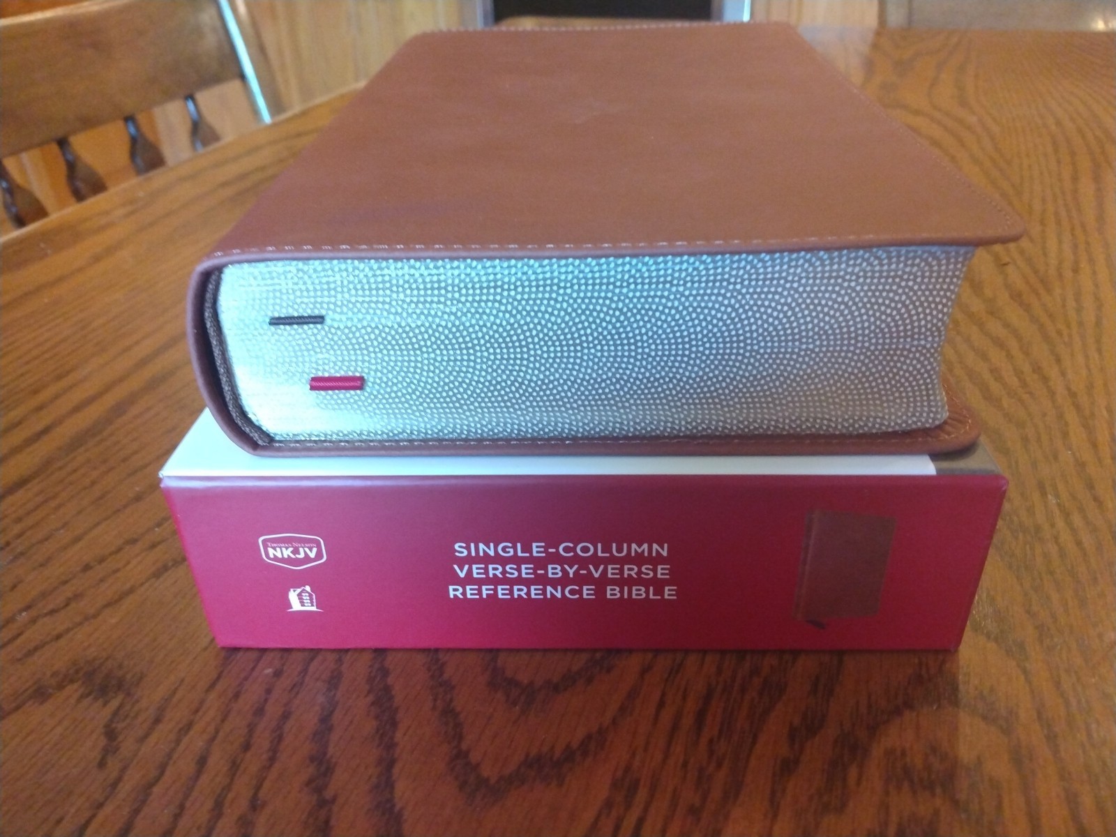 NKJV, Single-Column Reference Bible ~Retail 129.99~ Brown Genuine Leather