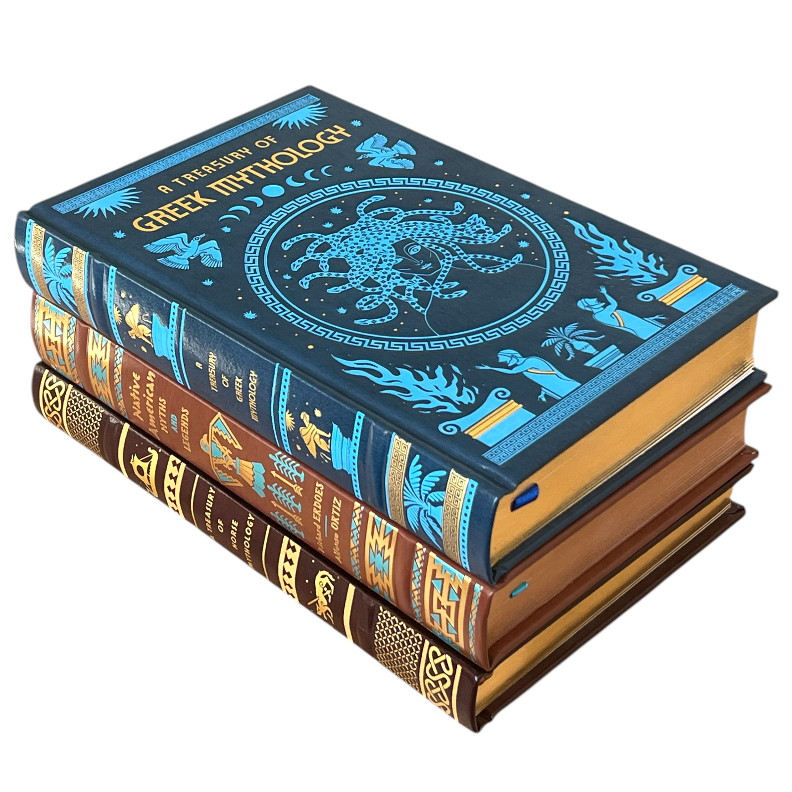 3-Book Set: Greek, Norse, Native American Mythology Bounded LEATHER Hardcover