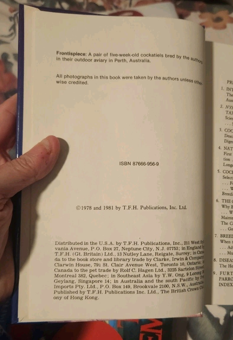 Cockatiel Handbook by Gerald R. Allen (1981, Hardcover)