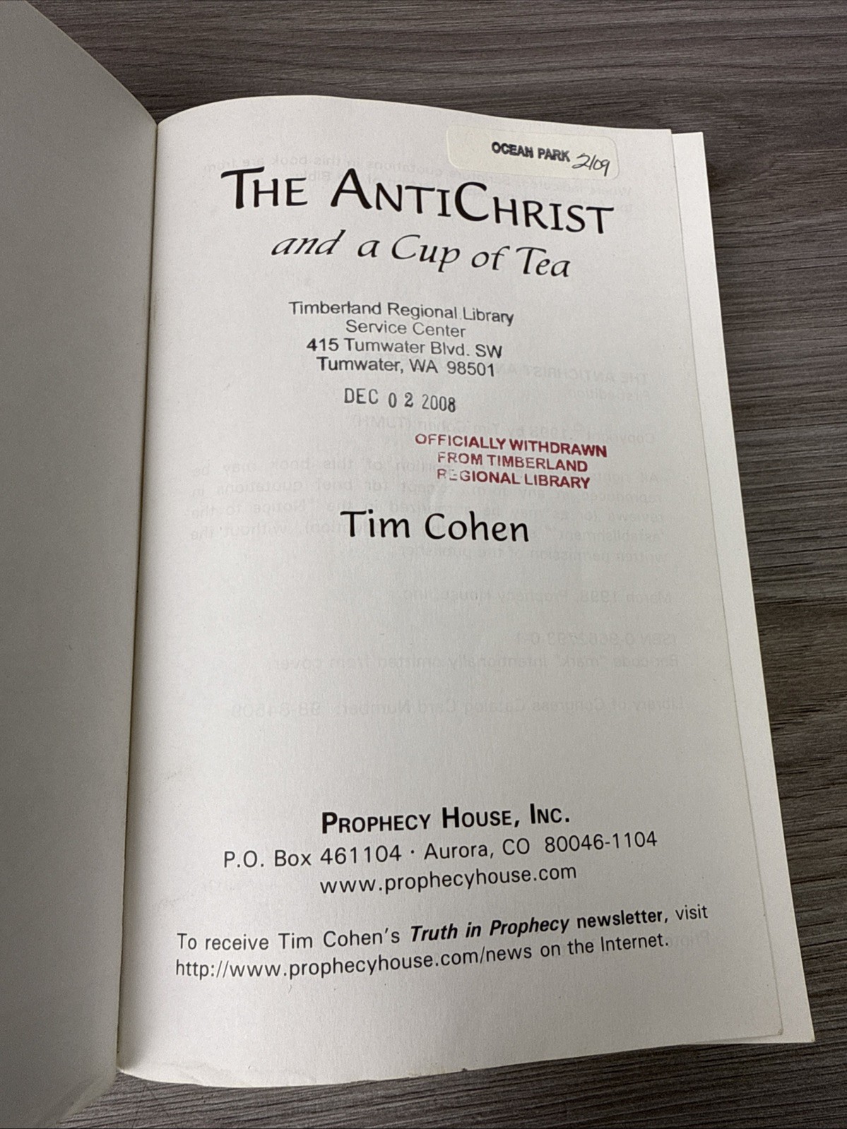 THE ANTICHRIST AND A CUP OF TEA Tim Cohen 1st Edition PB 1998 Conspiracy