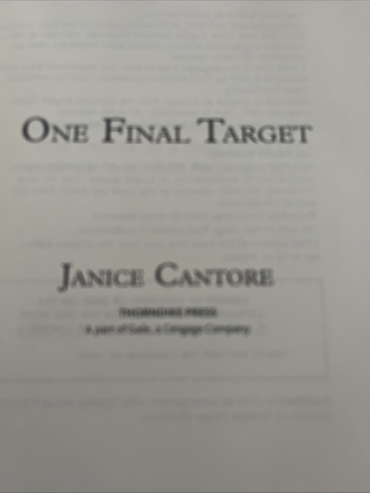 One Final Target (Thorndike Press Large Print Christian Romance)