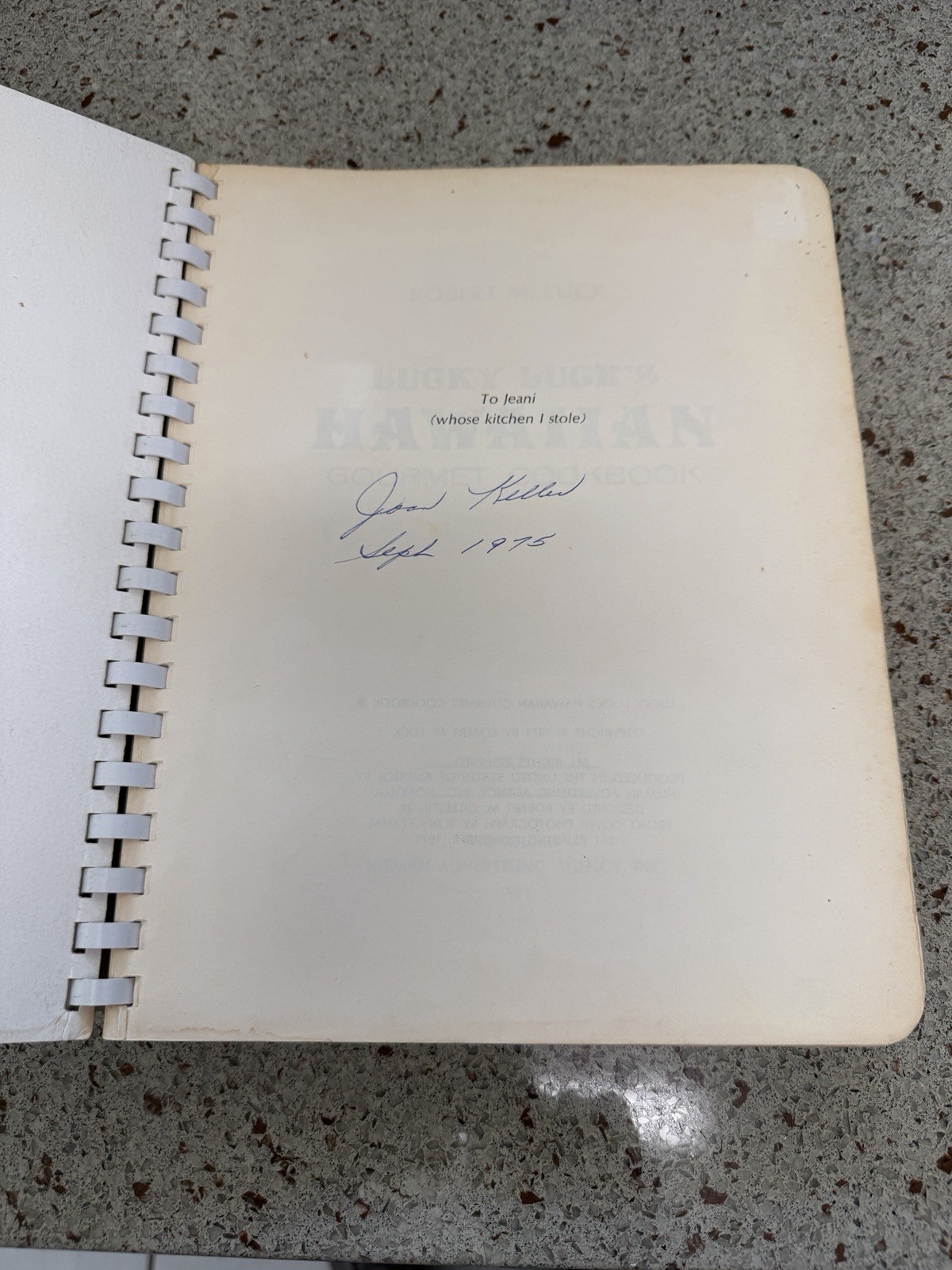 First Printing of Lucky Luck’s Hawaiian Gourmet Cookbook. 332 Pages. Used. Good.