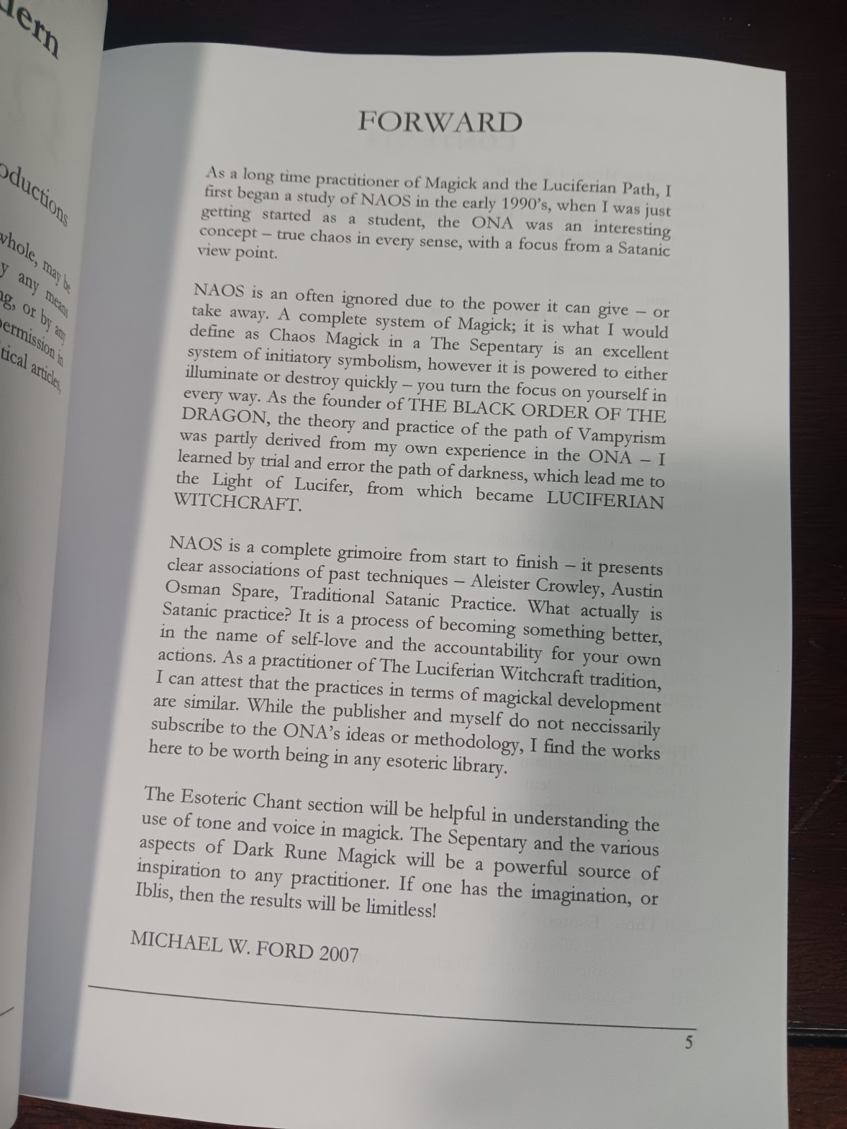 NAOS by Thorold West,forward by Michael W. Ford, Order of Nine Angles, Reprint