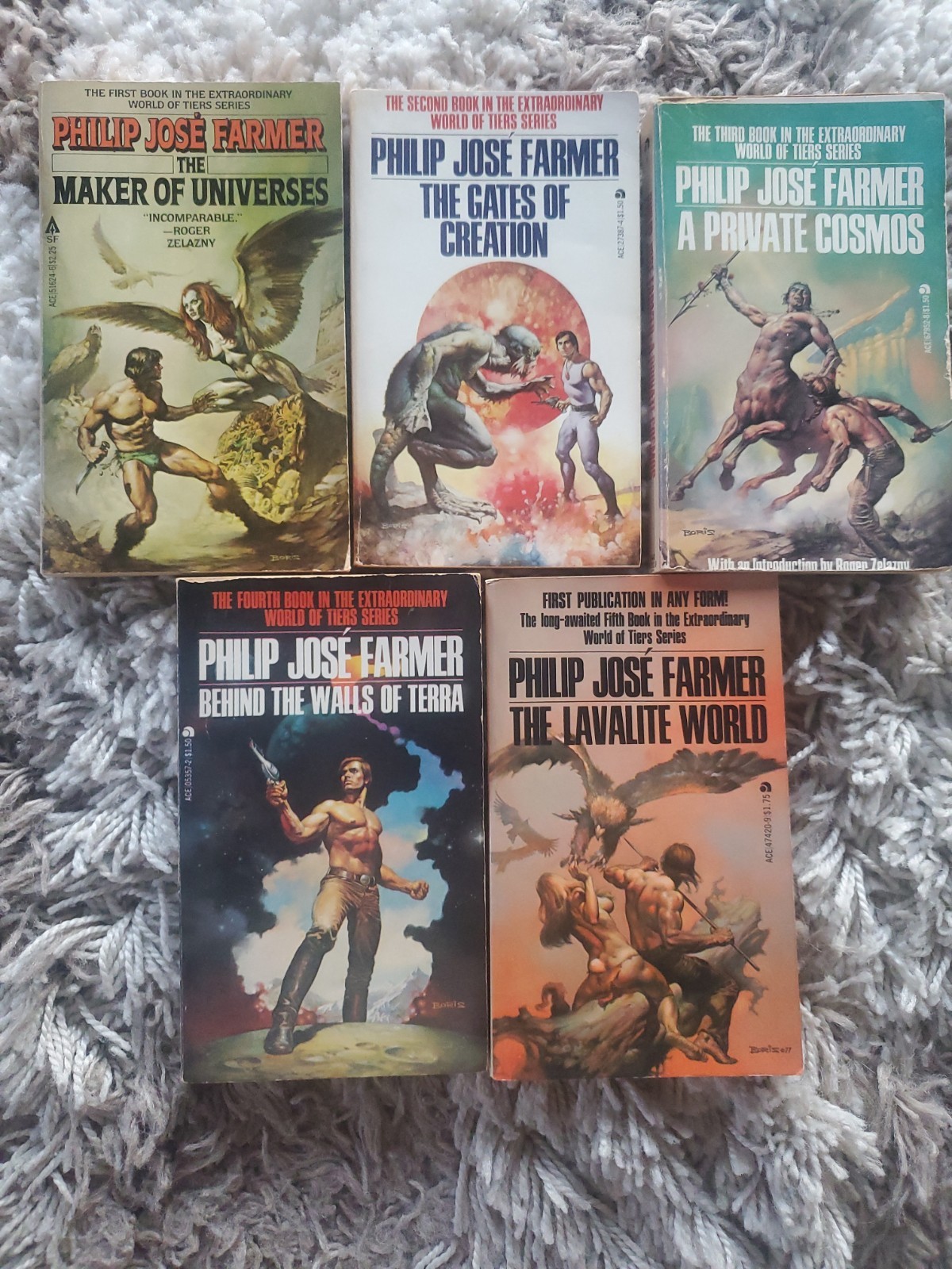 PHILIP JOSE FARMER WORLD OF TIERS SERIES – ALL FIVE BOOKS – BORIS VALLEJO COVERS
