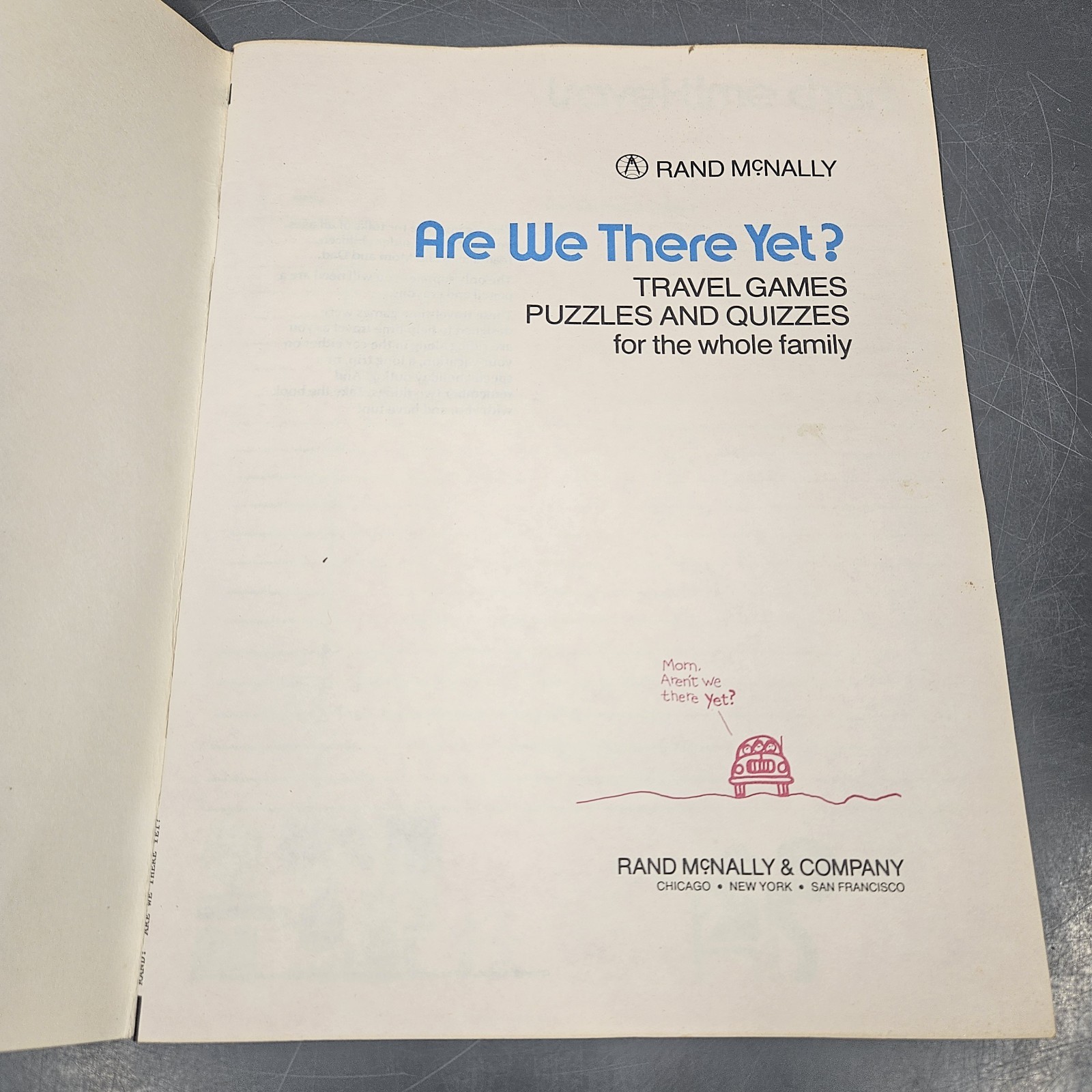 1980 Rand McNally Are We There Yet? Travel Games Puzzles Quizzes For The Family