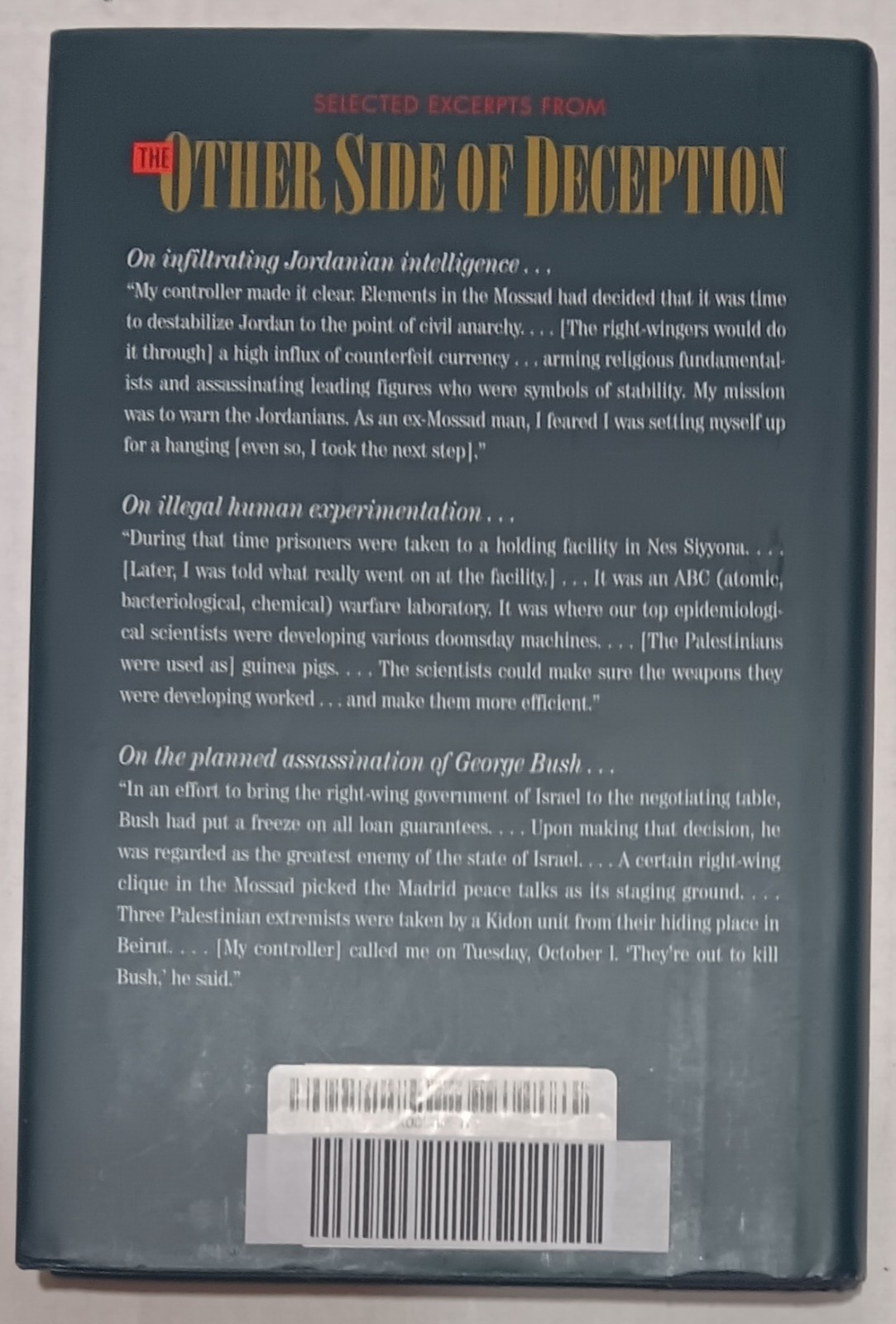 Other Side of Deception : Rogue Agent Exposes Mossad’s Secret Agenda / Ostrovsky