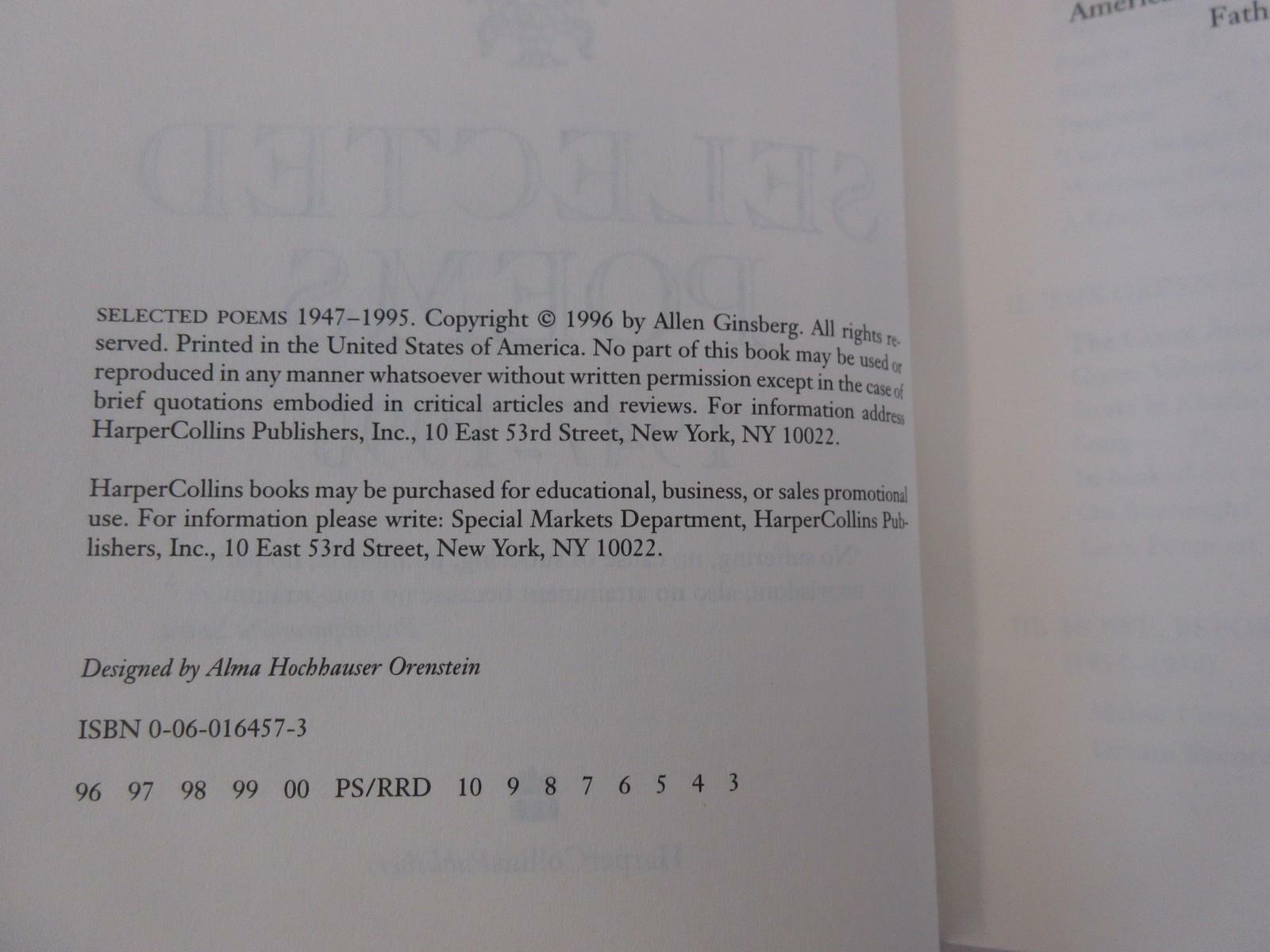 ALLEN GINSBERG Selected Poems 1947-1995 HarperCollins 1996 3rd Printing