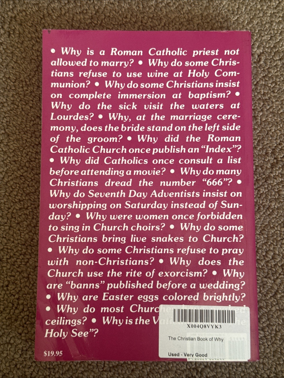 The Christian Book of Why – Paperback By McCollister, John C – VERY GOOD