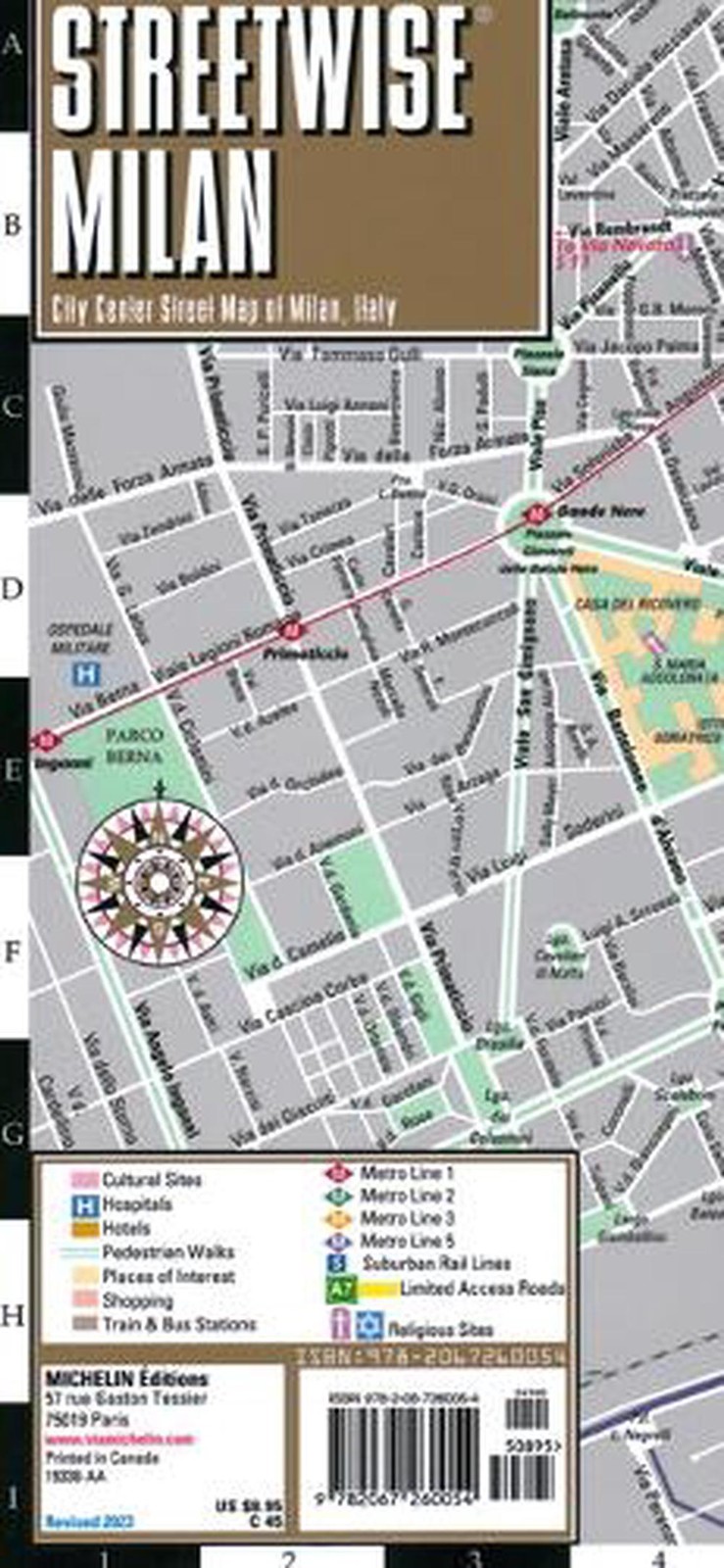 Streetwise Milan Map: Laminated City Center Street Map of Milan, Italy by Michel