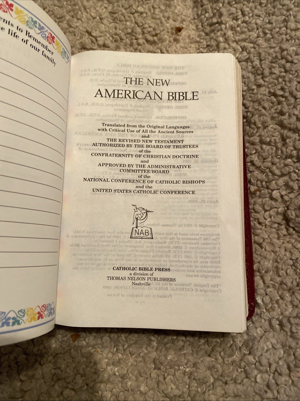 New American Bible Holy Bible Catholic Bible Press 1987