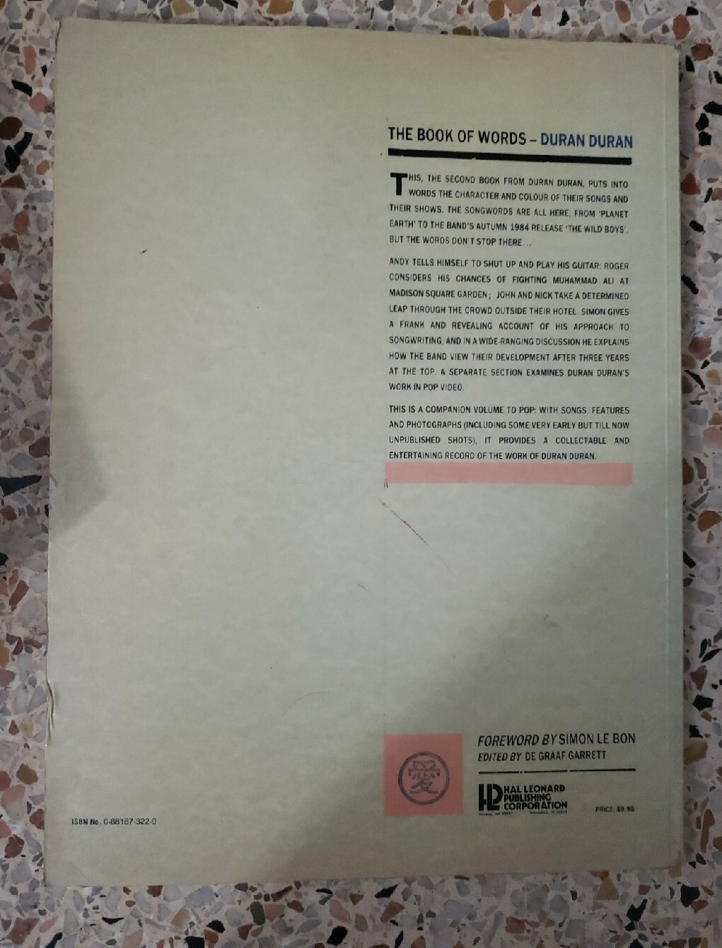 Duran Duran The Book of Words Original 1984 US Printing Nick Rhodes New Wave