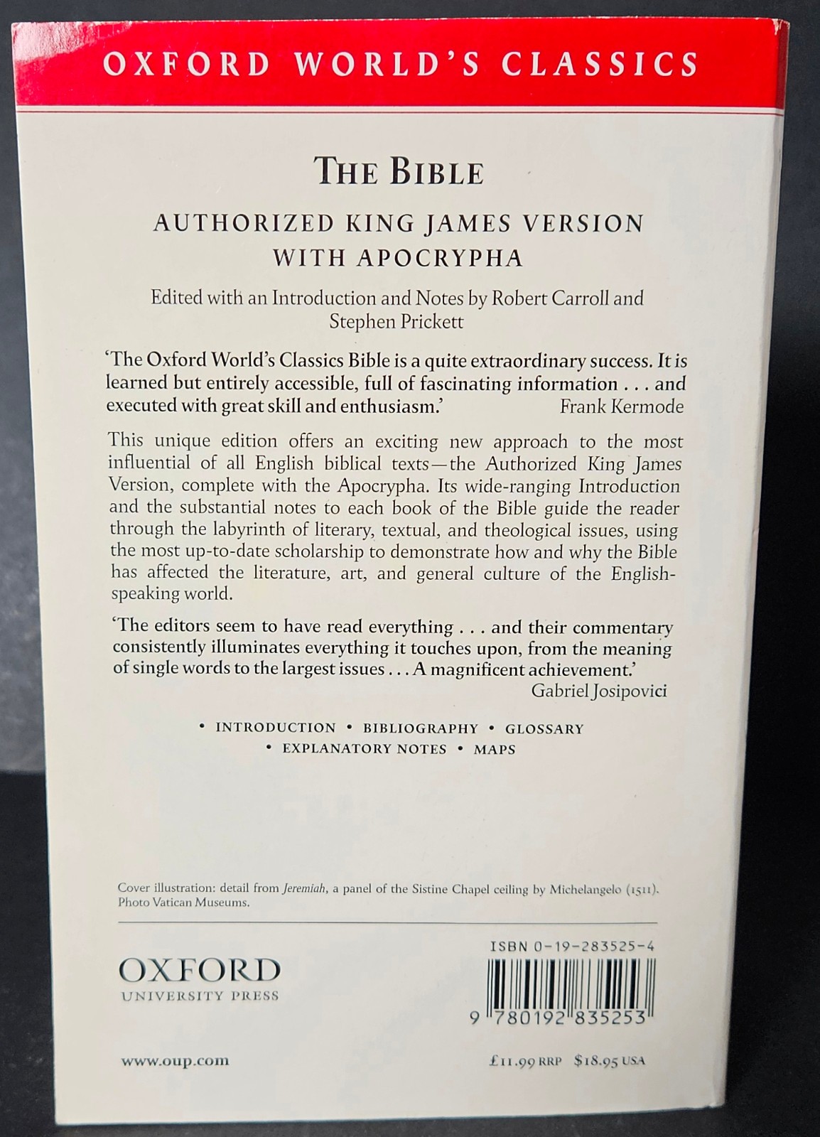 The Bible Authorized King James Version (Oxford World’s Classics) LIKE NEW