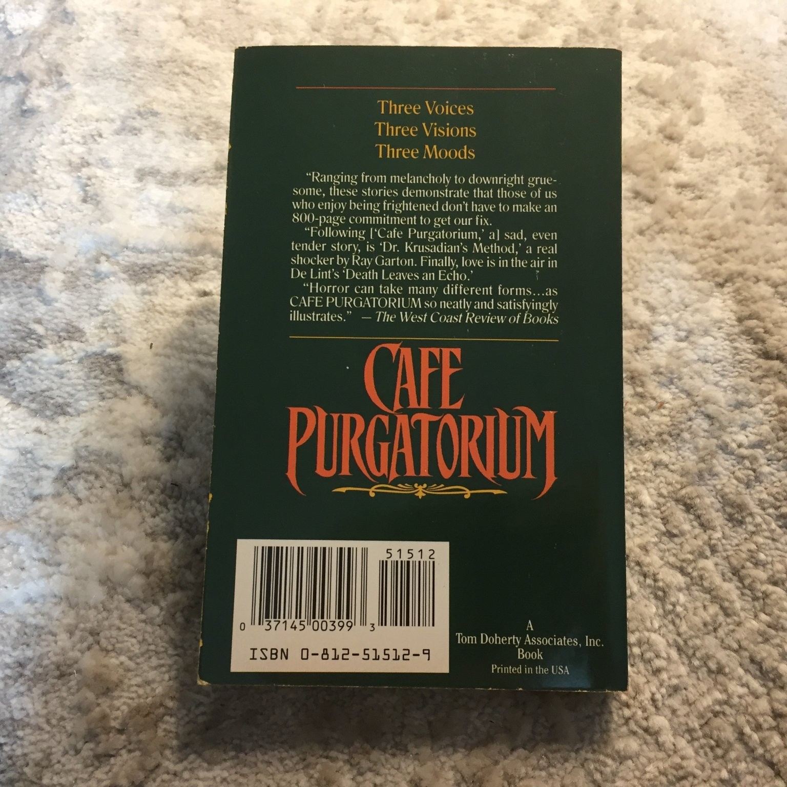 Cafe Purgatorium Dana Anderson 1993 TOR Dark Fantasy Horror Paperback Book